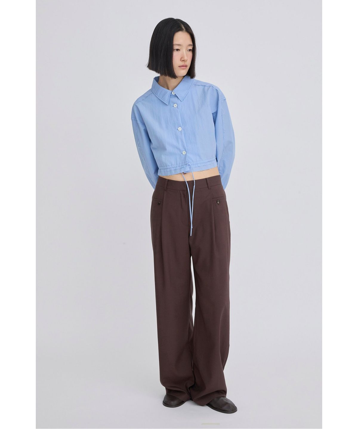래코드(RECODE) Drawstring Cropped Shirt RQSAS26511BUX