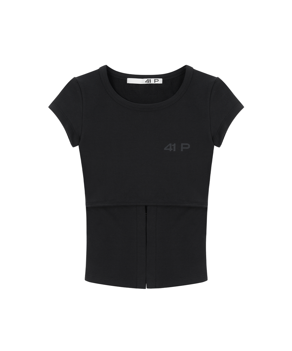 사일프레이(41PRAY) Hooked Cutout Short Sleeve Top / Black