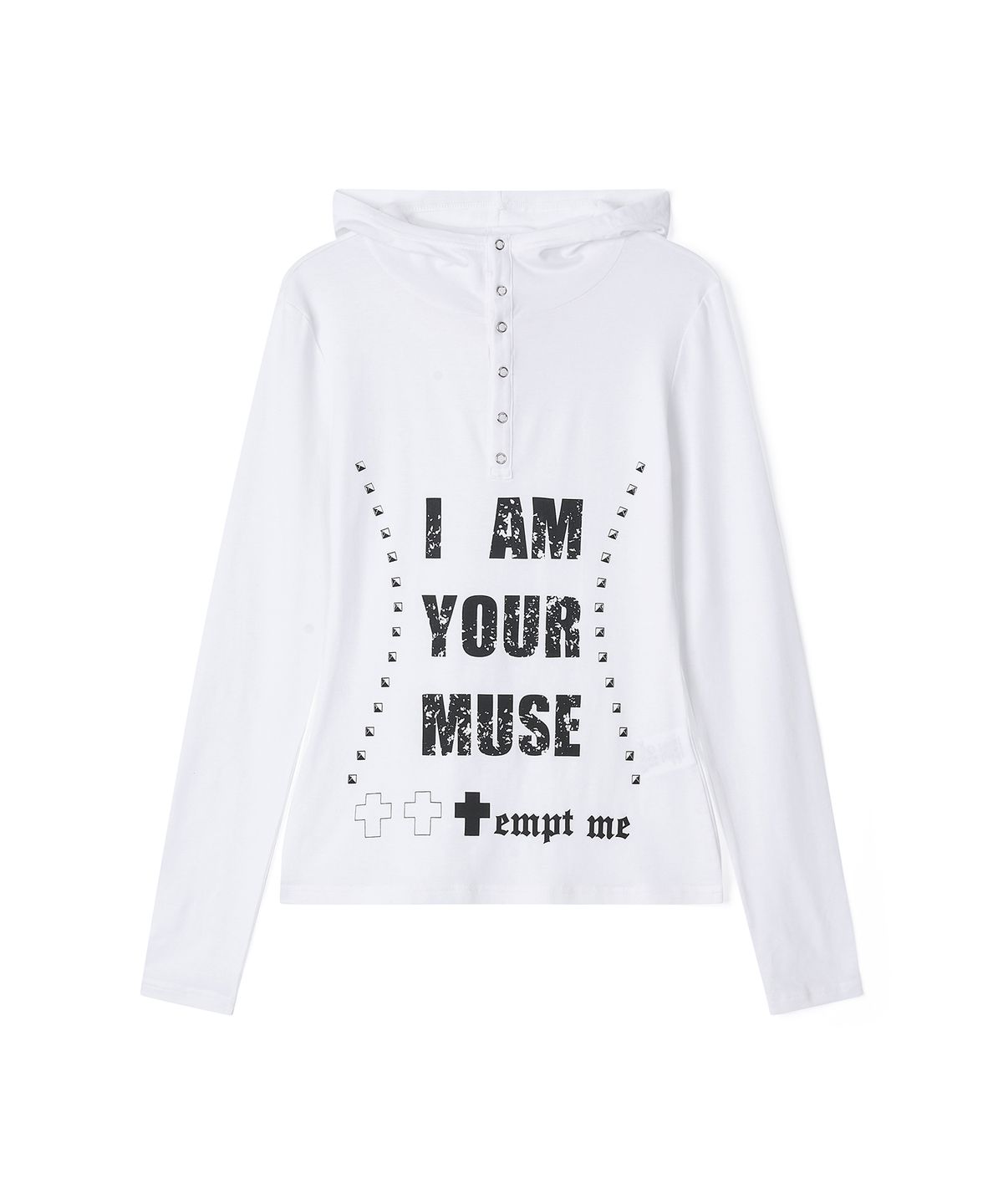 일리오(ILLIO) White Hoodie graphic long sleeve