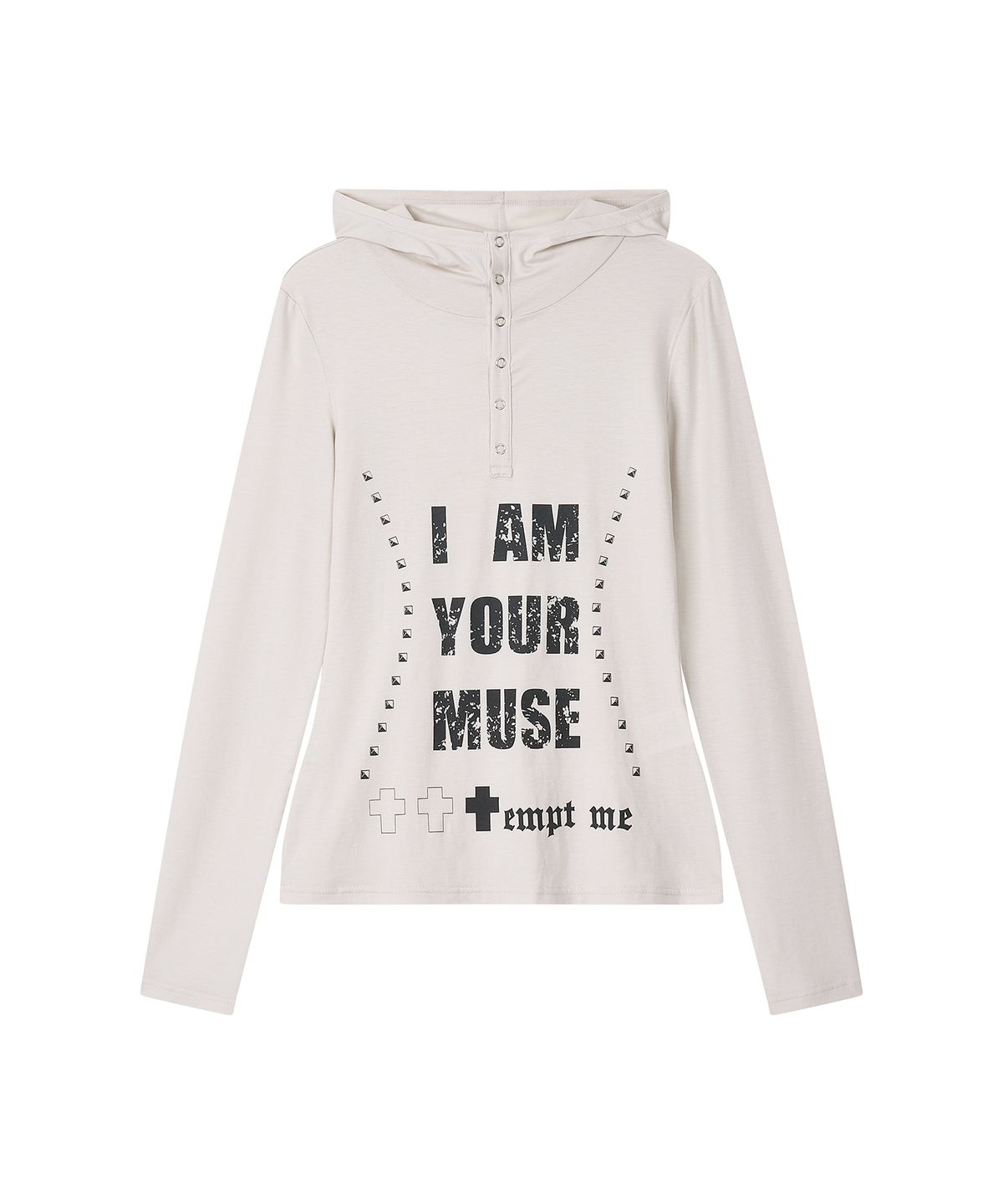 일리오(ILLIO) Beige Hoodie graphic long sleeve