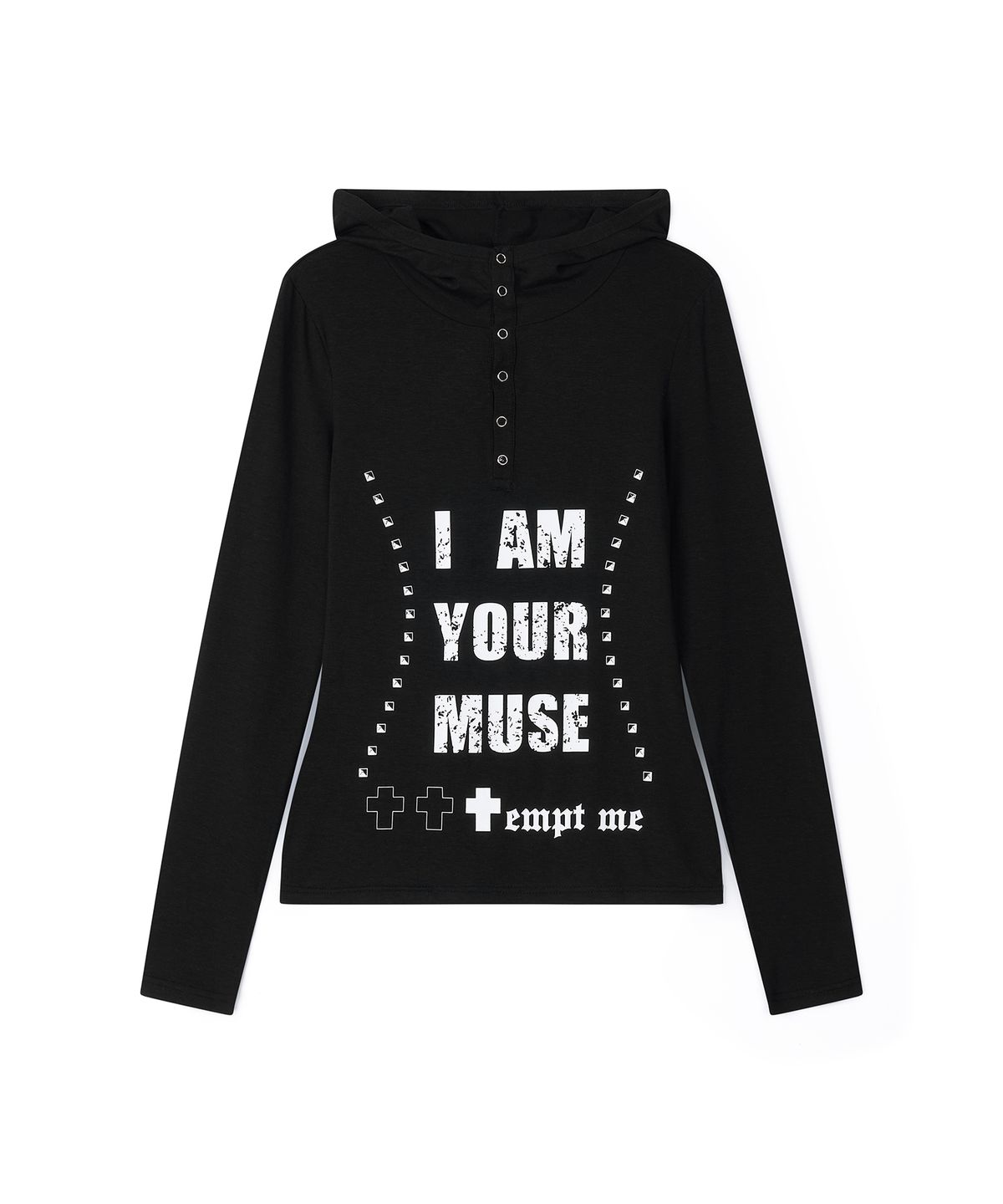 일리오(ILLIO) Black Hoodie graphic long sleeve