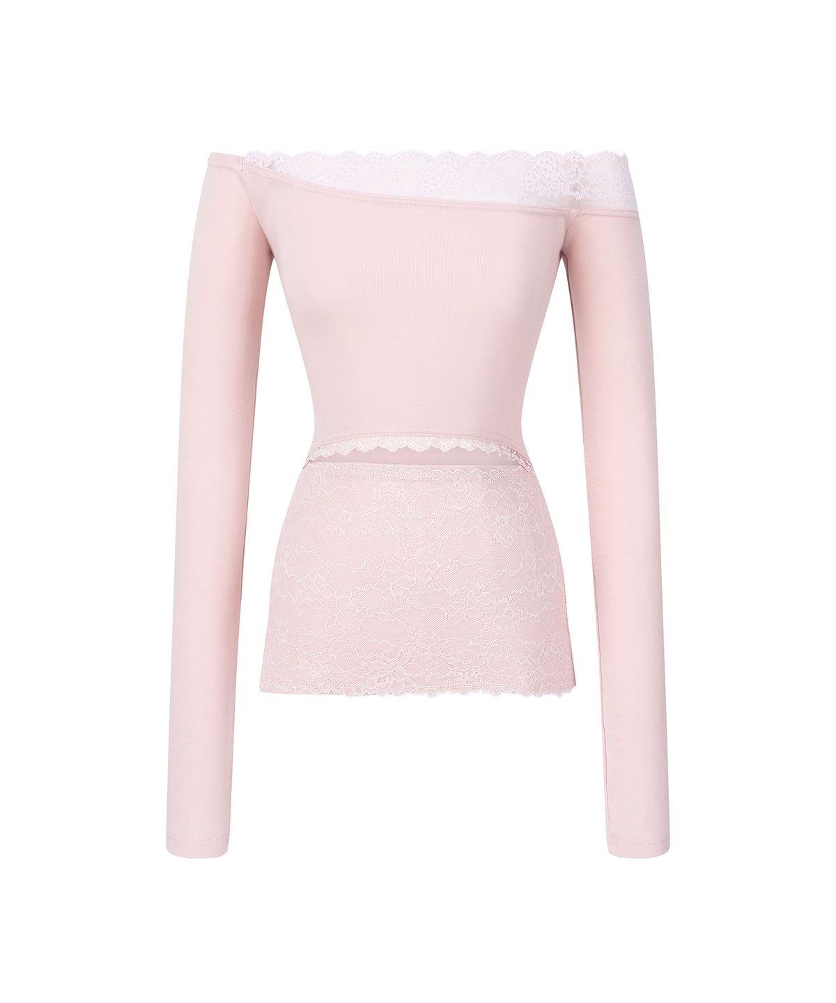 일리오(ILLIO) Pink lace off shoulder longsleeve