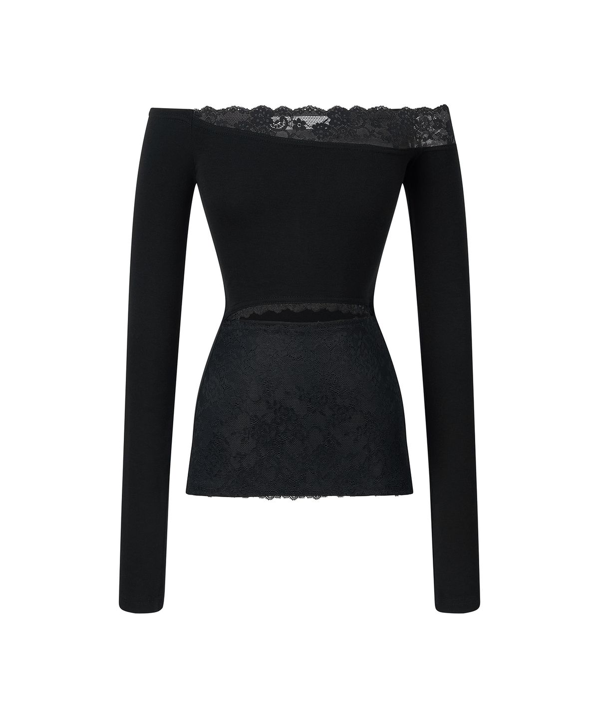 일리오(ILLIO) Black lace off shoulder longsleeve