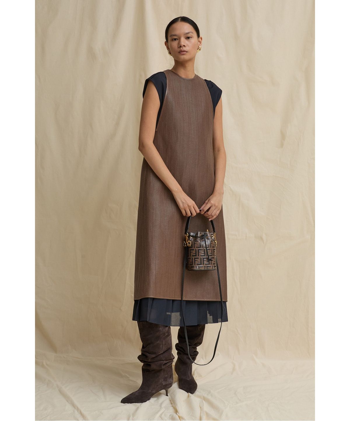 래코드(RECODE) Layered Vest Dress R0DAA25240BRX
