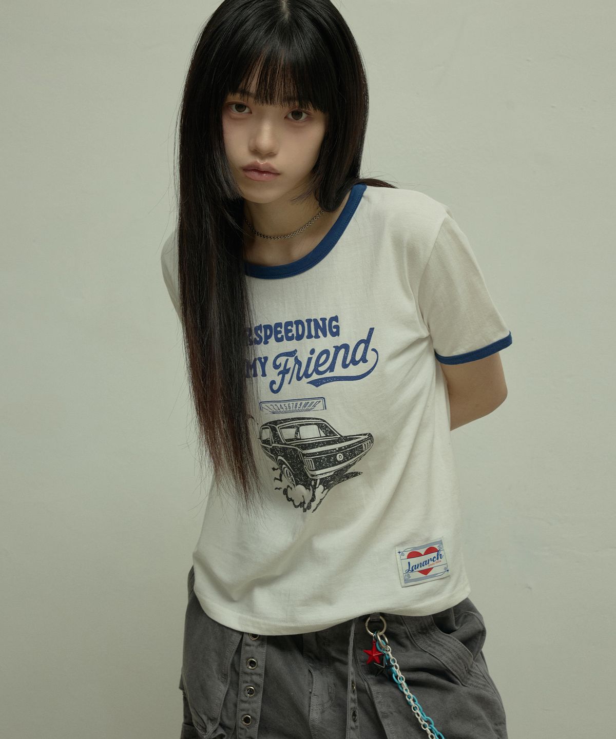 랜 아카이브(LANARCHIVE) [0093] 오버스피드 링거 티셔츠 - 아이보리