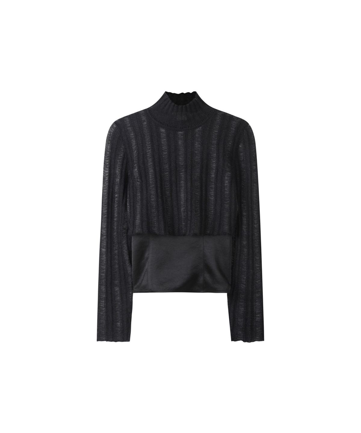 래코드(RECODE) Layered Sheer Knit Top R0WAX25231BKX
