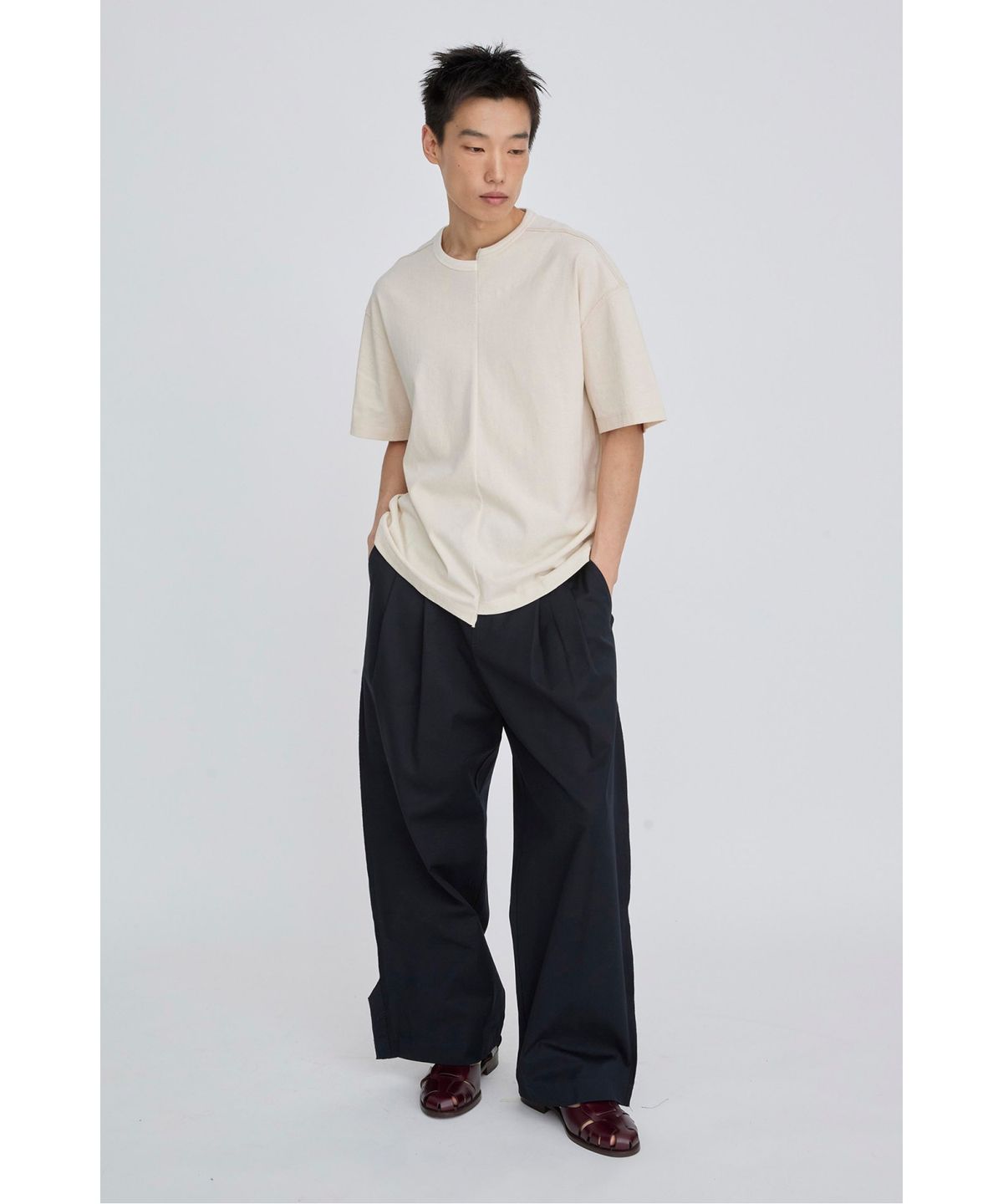 래코드(RECODE) Raw Edged Two Tuck Pants RKPAS26642NYX