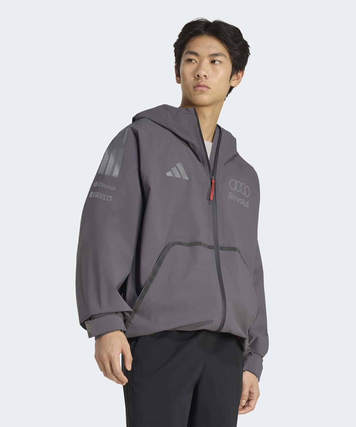 아디다스(ADIDAS) 아우디 F1 팀 엔지니어 및 마케팅 레인 재킷 남성용 - 그레이 / KE9093