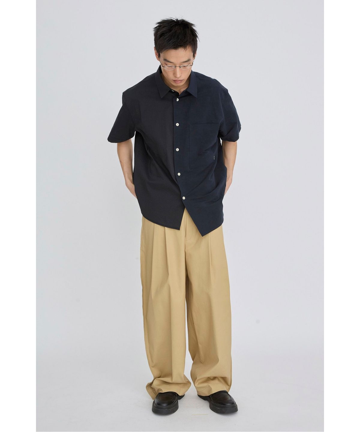 래코드(RECODE) Raw Edged Two Tuck Pants RKPAS26642BEX