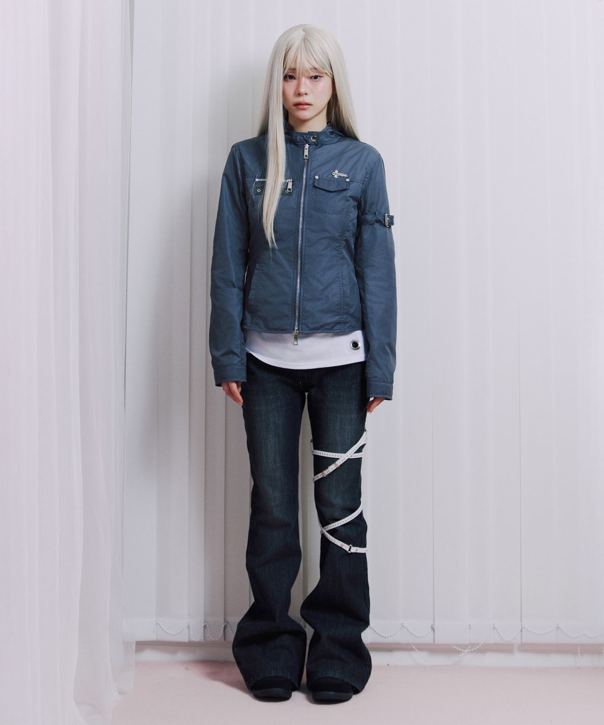 일리오(ILLIO) Charcoal Biker windbreaker jacket -S-