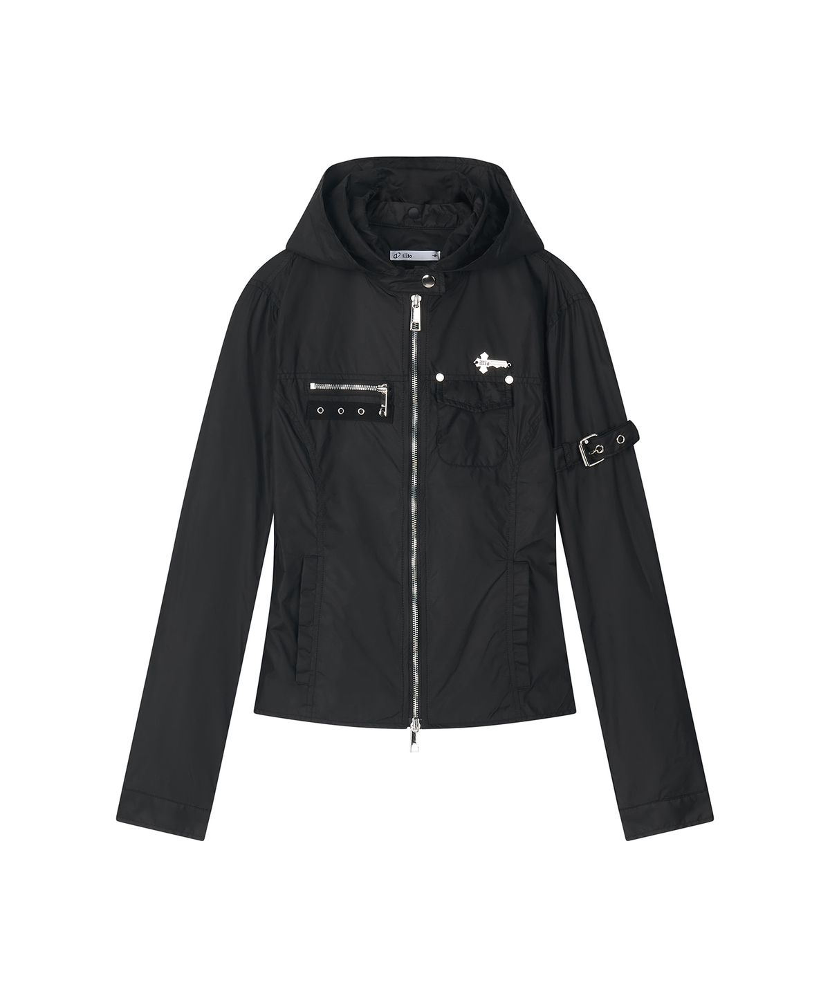일리오(ILLIO) Black Biker windbreaker jacket -S-
