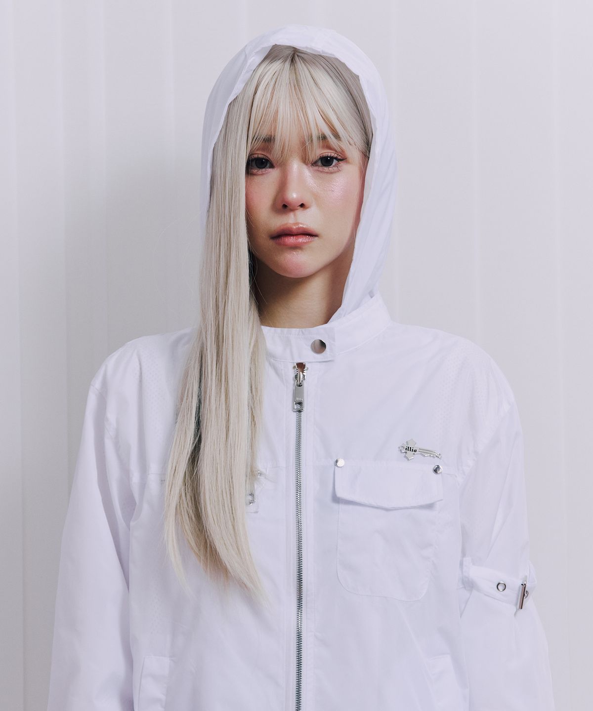 일리오(ILLIO) White Biker windbreaker jacket -M-