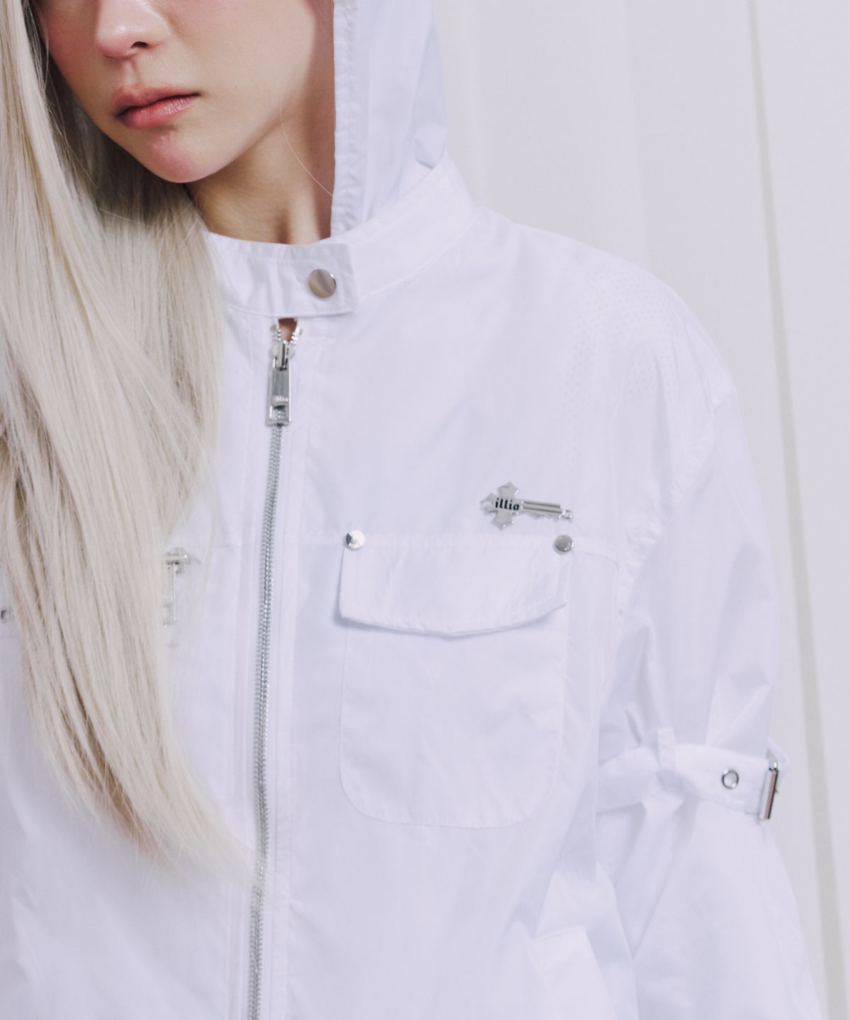 일리오(ILLIO) White Biker windbreaker jacket -M-