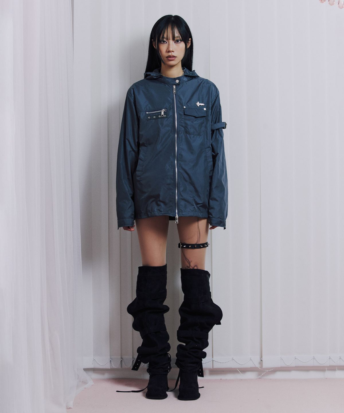 일리오(ILLIO) Charcoal Biker windbreaker jacket -M-