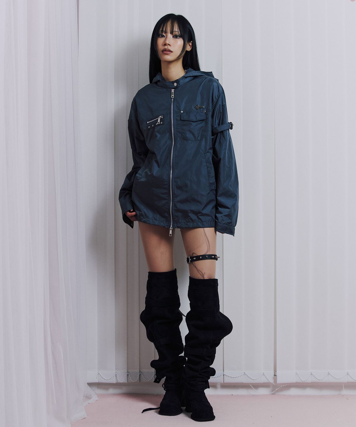 일리오(ILLIO) Charcoal Biker windbreaker jacket -M-