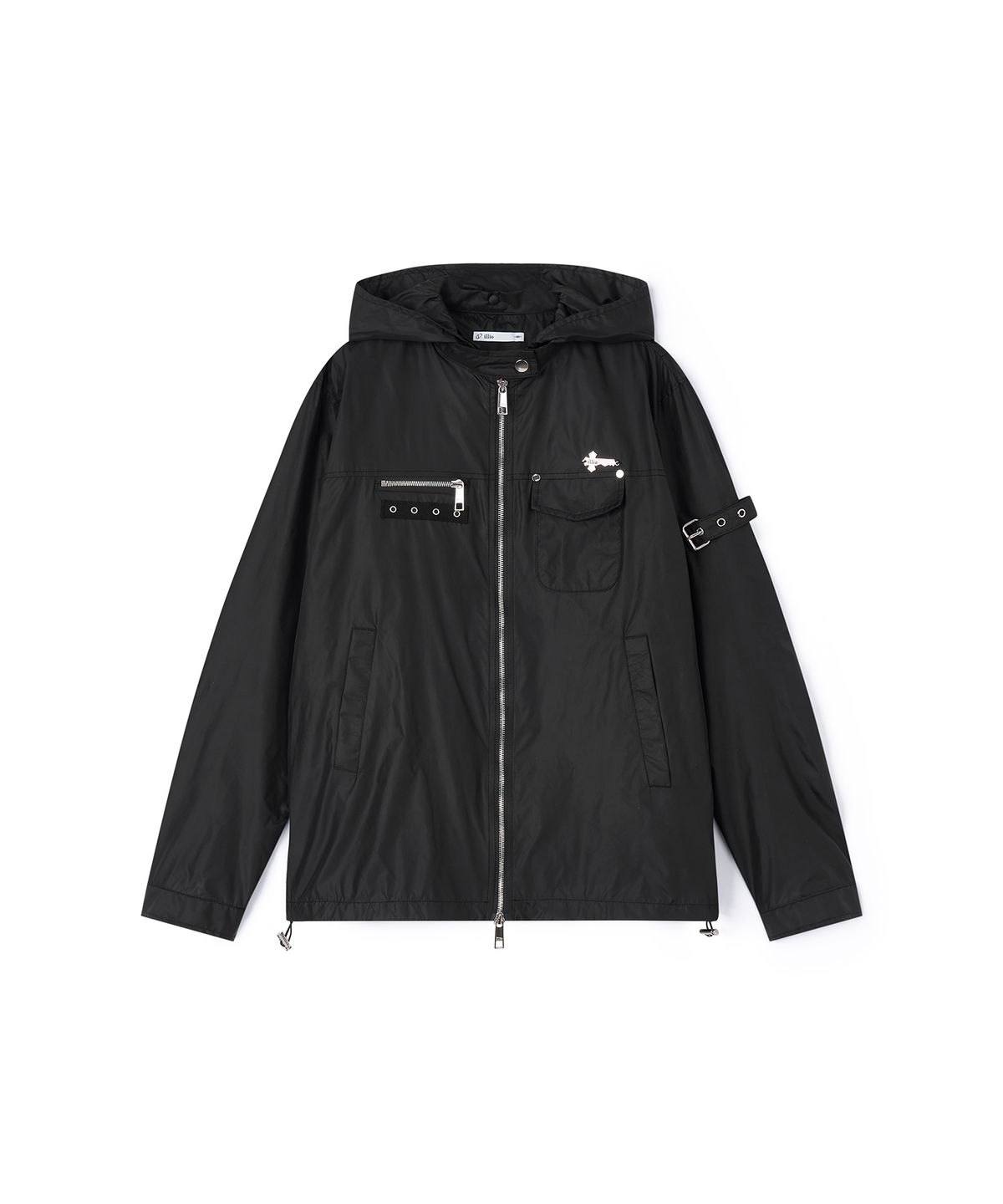 일리오(ILLIO) Black Biker windbreaker jacket -M-