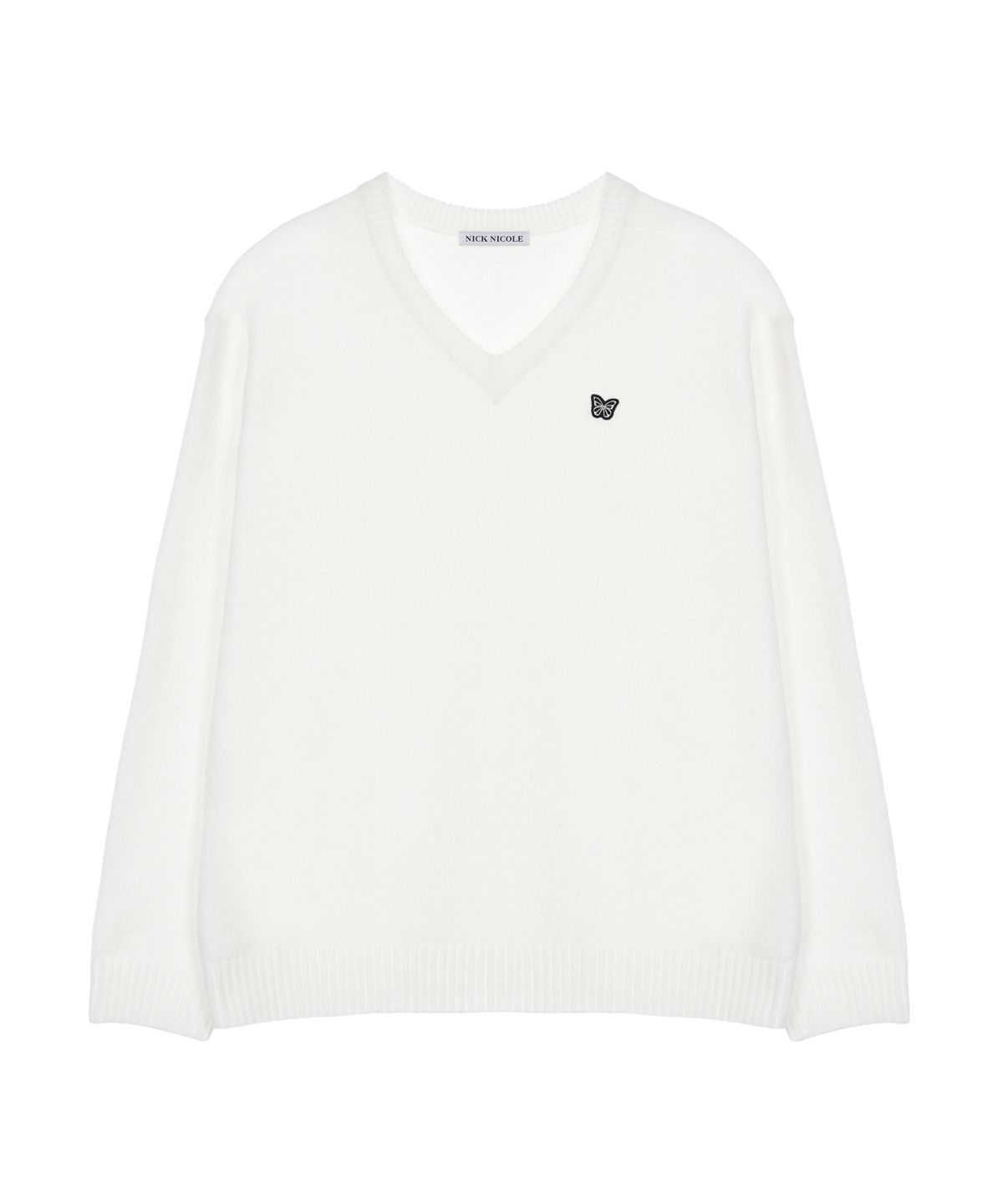 닉앤니콜(NICK&NICOLE) BUTTERFLY PATCH V-NECK KNIT_3 COLOR