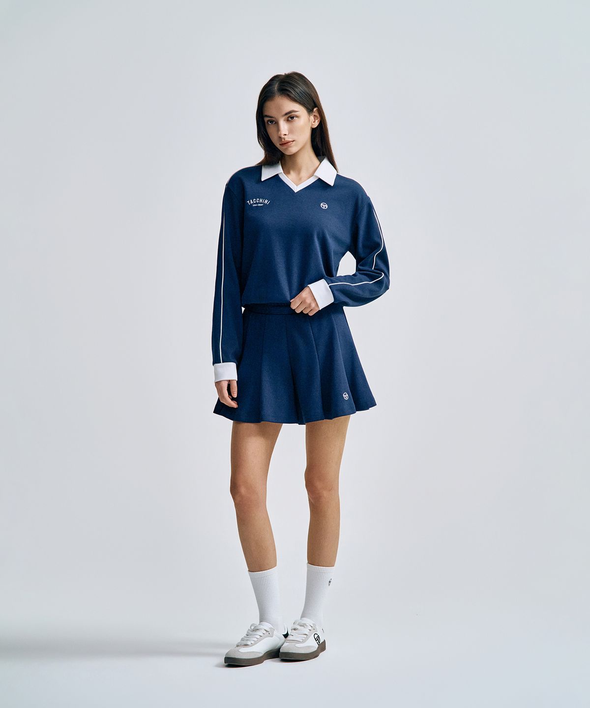 세르지오 타키니(SERGIO TACCHINI) W 더블니트 플레어 쇼츠 (Navy)