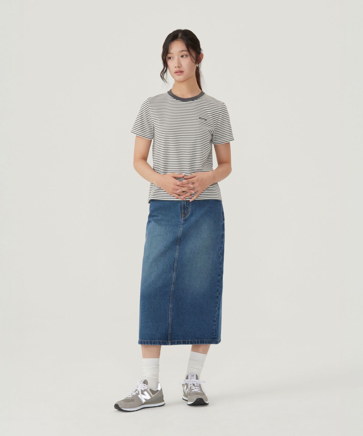 커버낫 우먼(COVERNAT WOMAN) 우먼 데님 롱 스커트 블루