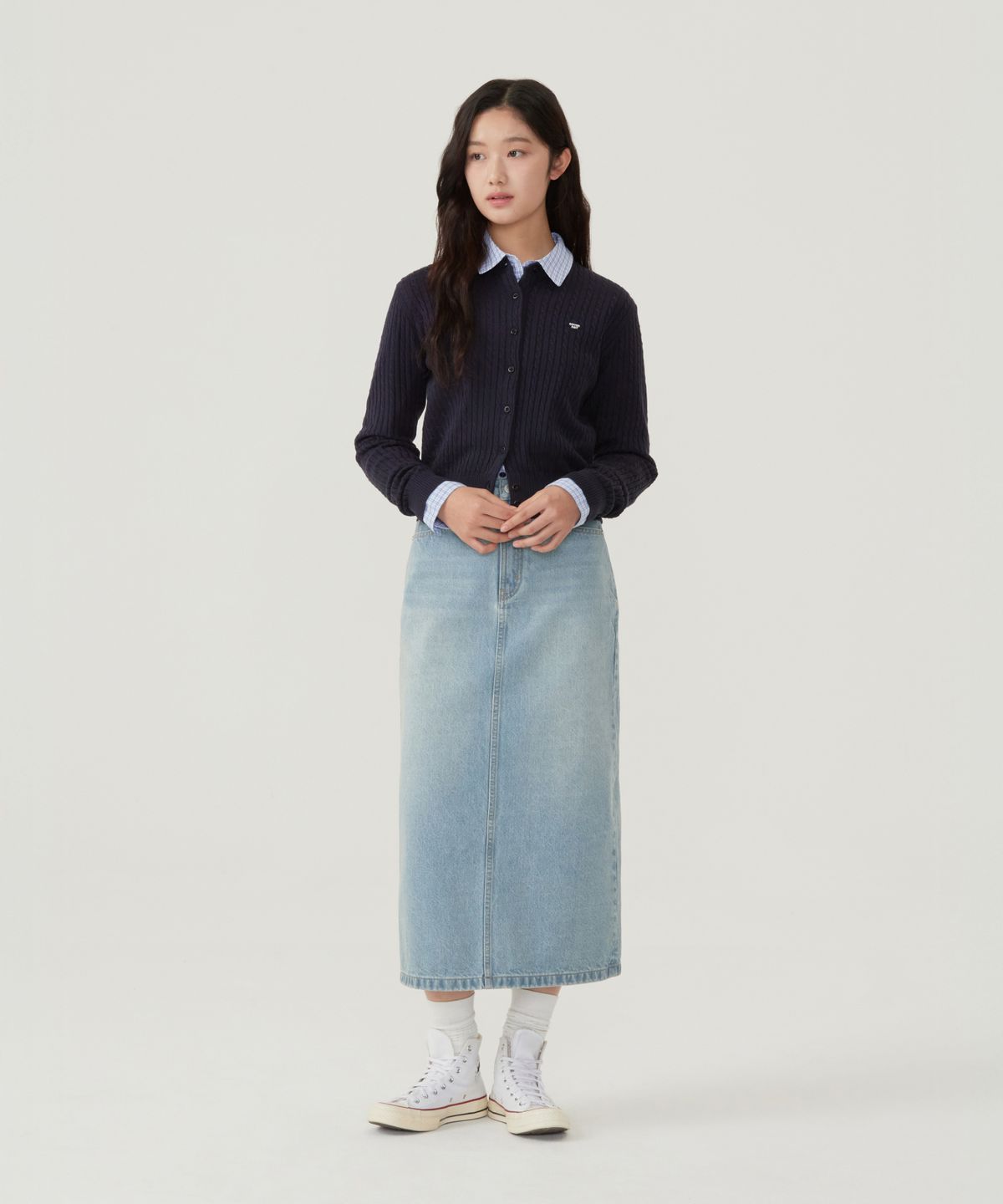 커버낫 우먼(COVERNAT WOMAN) 우먼 데님 롱 스커트 라이트 블루