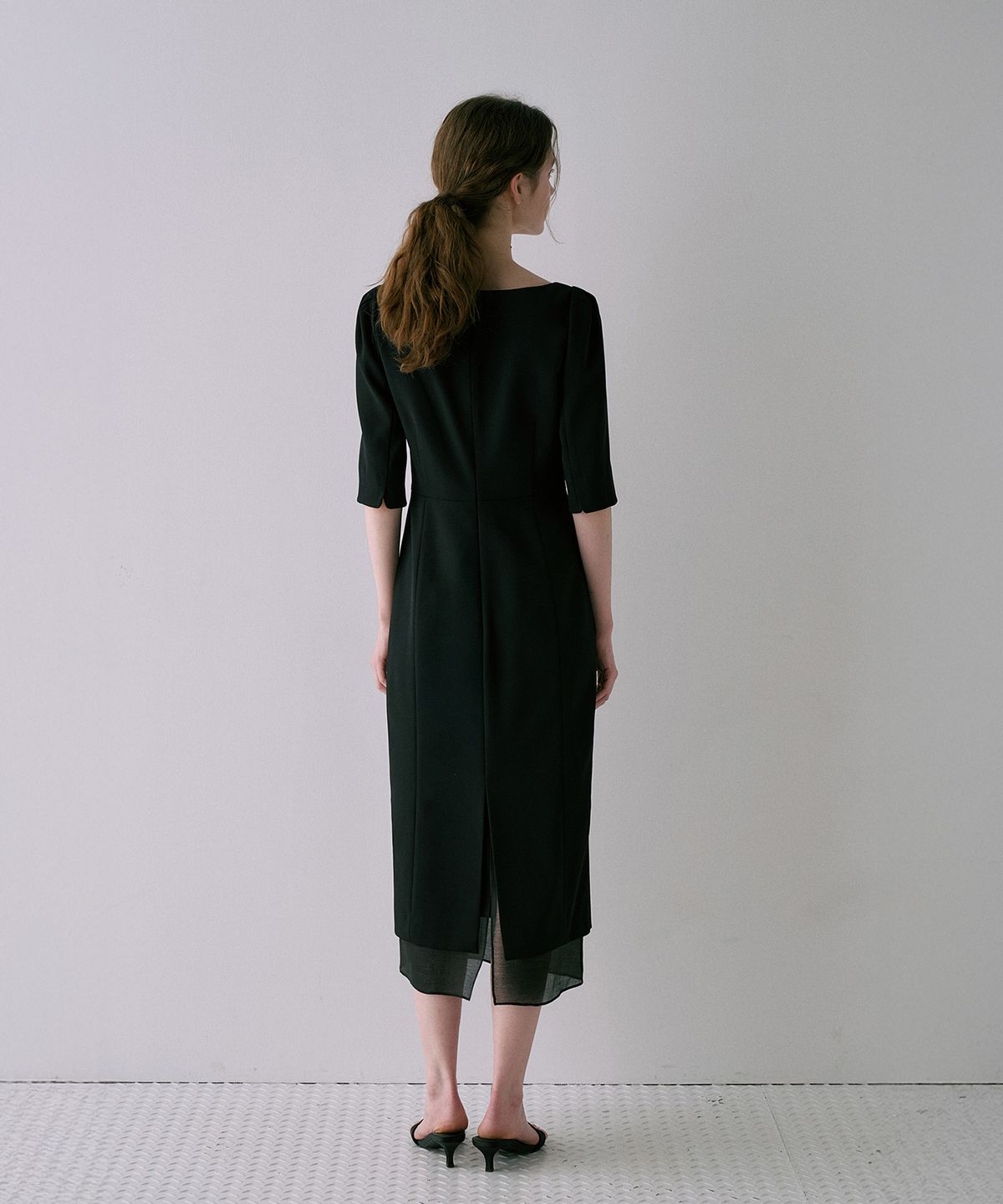 라메레이(LAMEREI) Classic Boat-Neck Dress[LMBFSPDR809]-Black