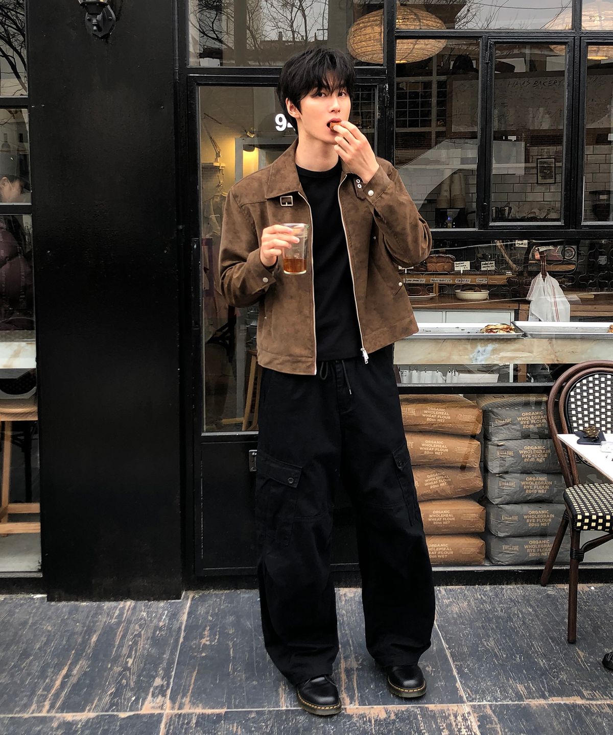 데이(THEY) 버클 스웨이드 레더 카라 자켓_BROWN