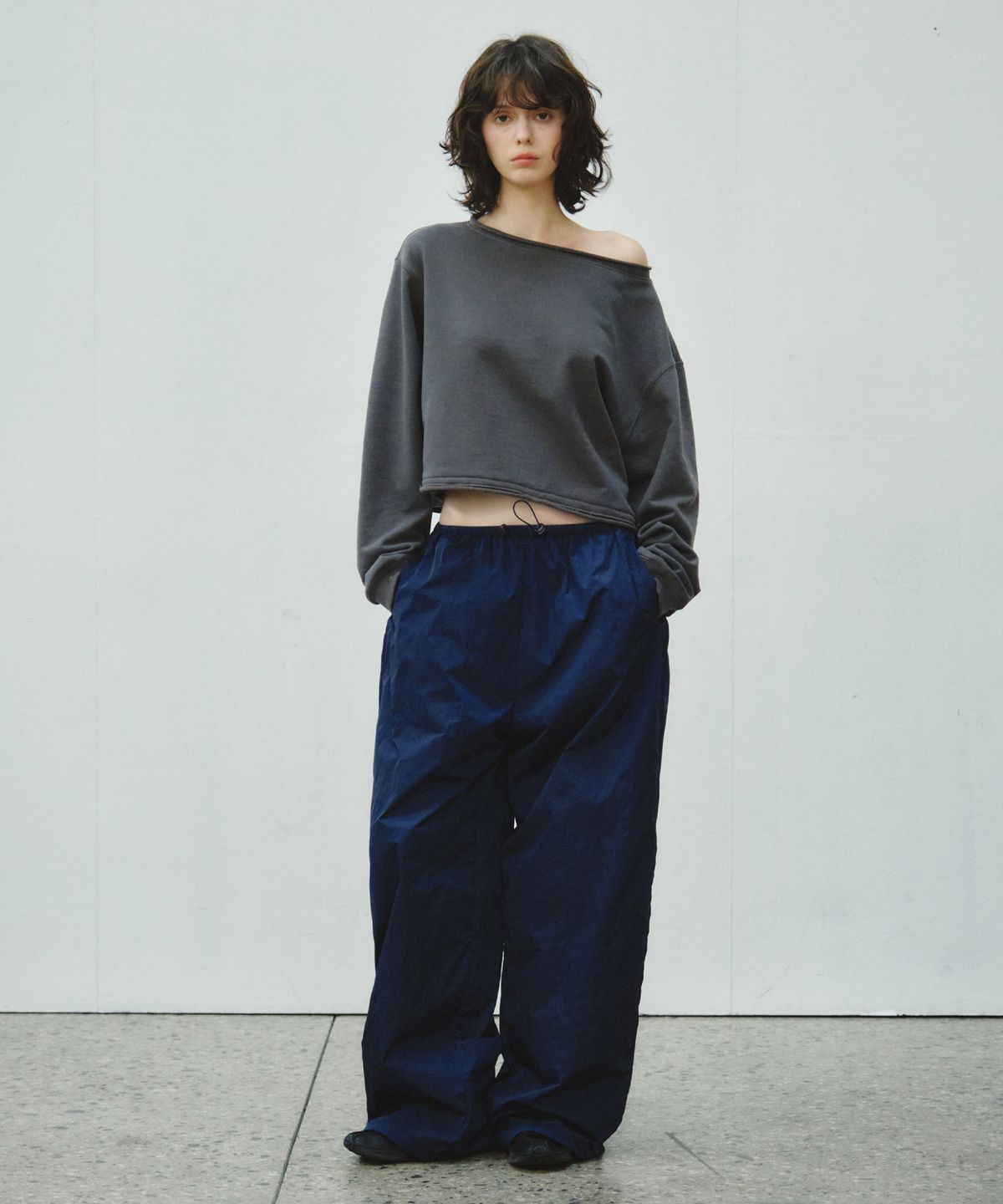 씨타(CITTA) Volume Wide Drawstring Pants_CTB562(Navy)