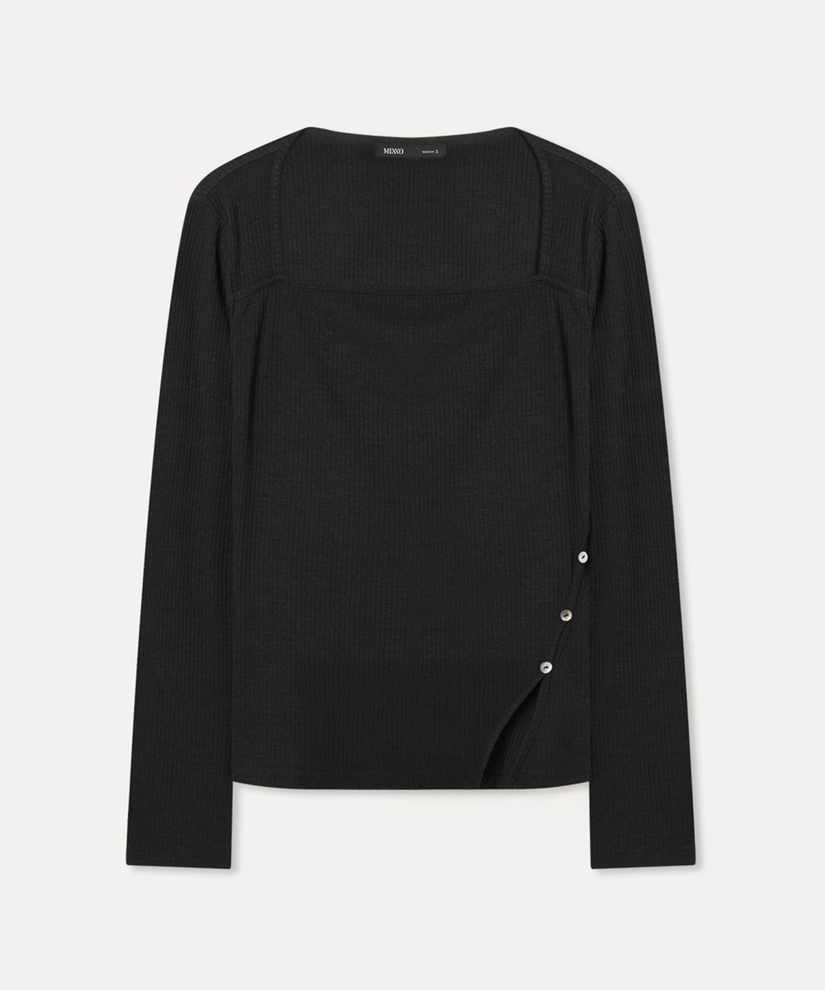 미쏘(MIXXO) 스퀘어넥 옆슬릿 긴팔 티셔츠_MIWLWG312A
