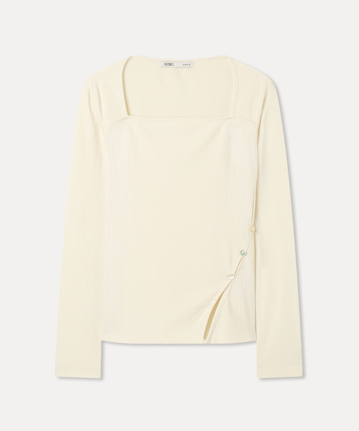 미쏘(MIXXO) 스퀘어넥 옆슬릿 긴팔 티셔츠_MIWLWG312A