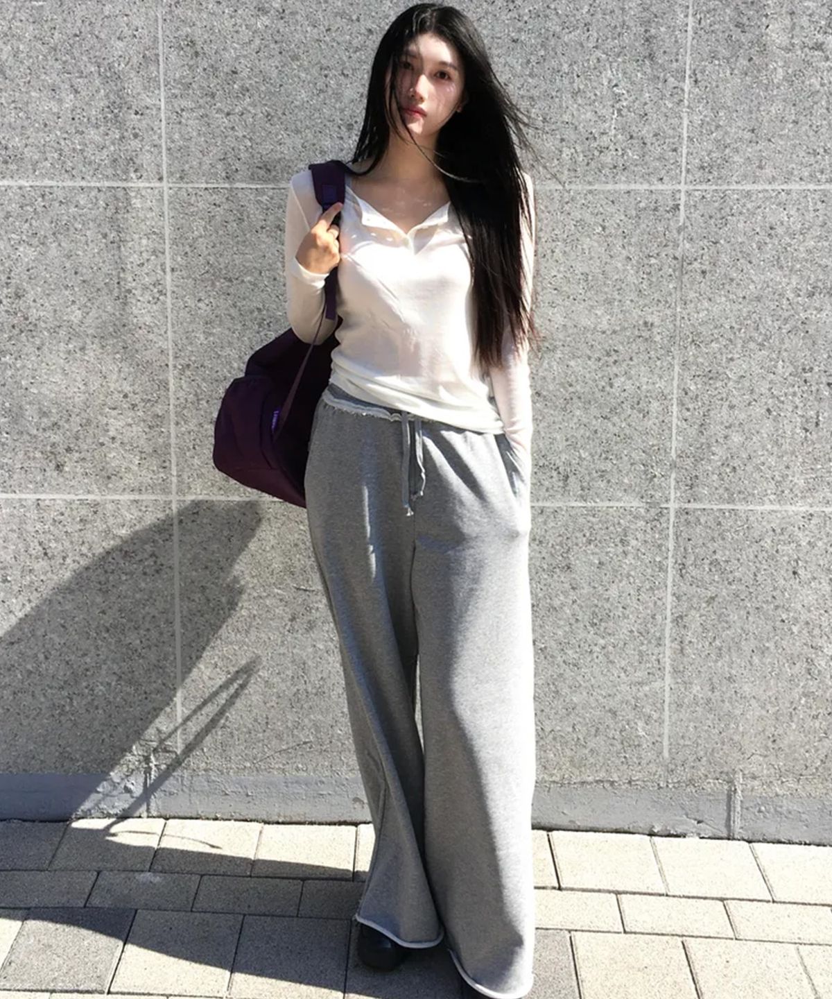 미쏘(MIXXO) 스웻 와이드 팬츠_MIWTMG316C
