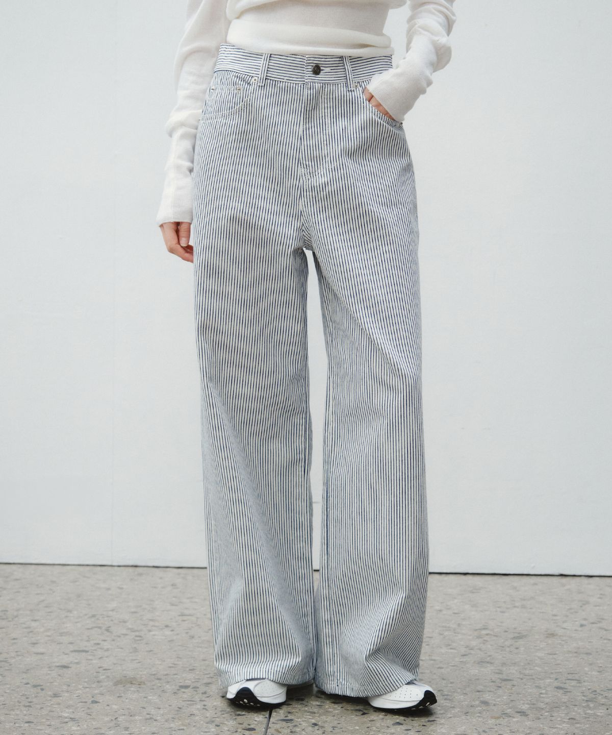 씨타(CITTA) Daily Striped Wide Carpenter Pants_CTB566(White)