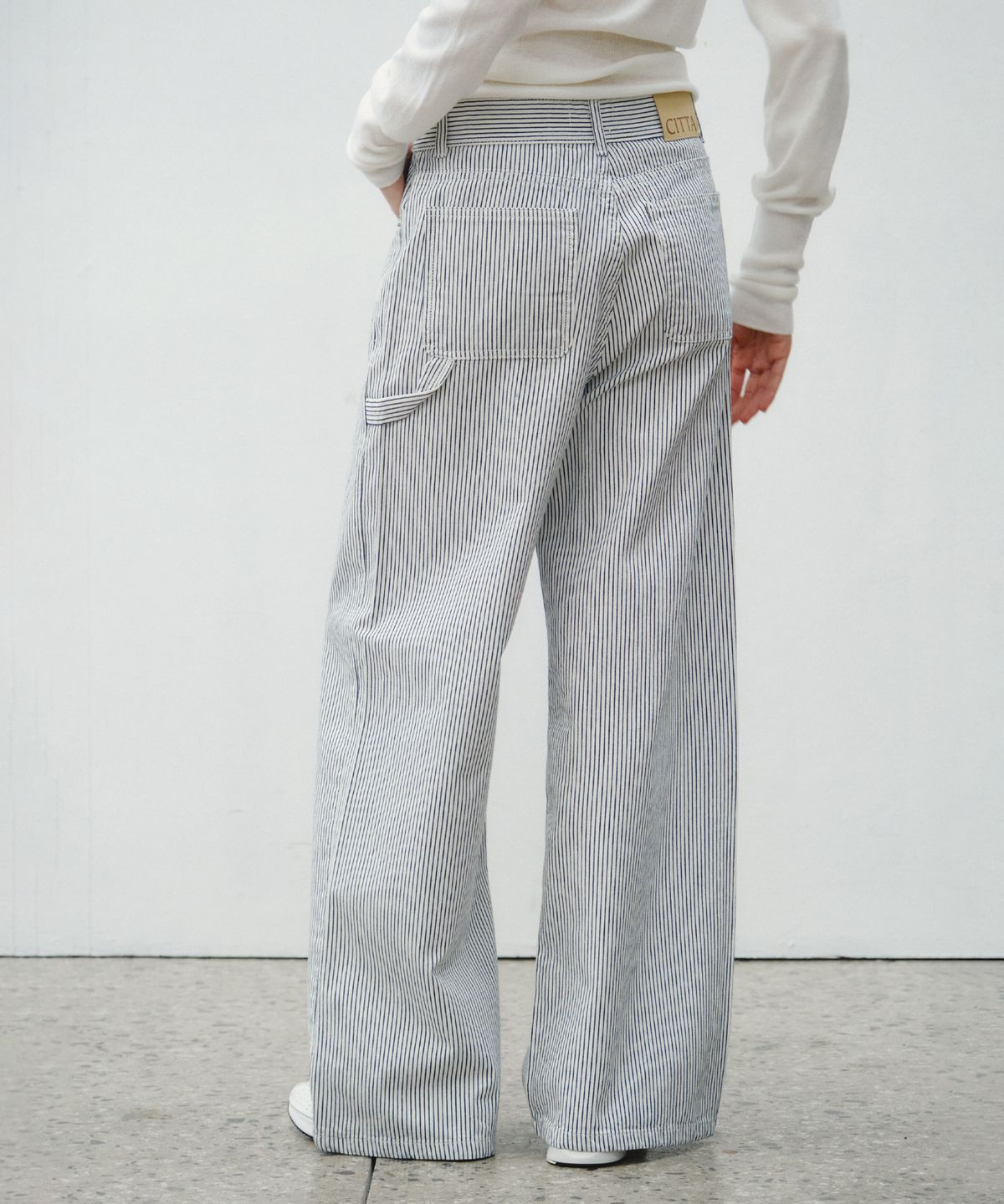 씨타(CITTA) Daily Striped Wide Carpenter Pants_CTB566(White)