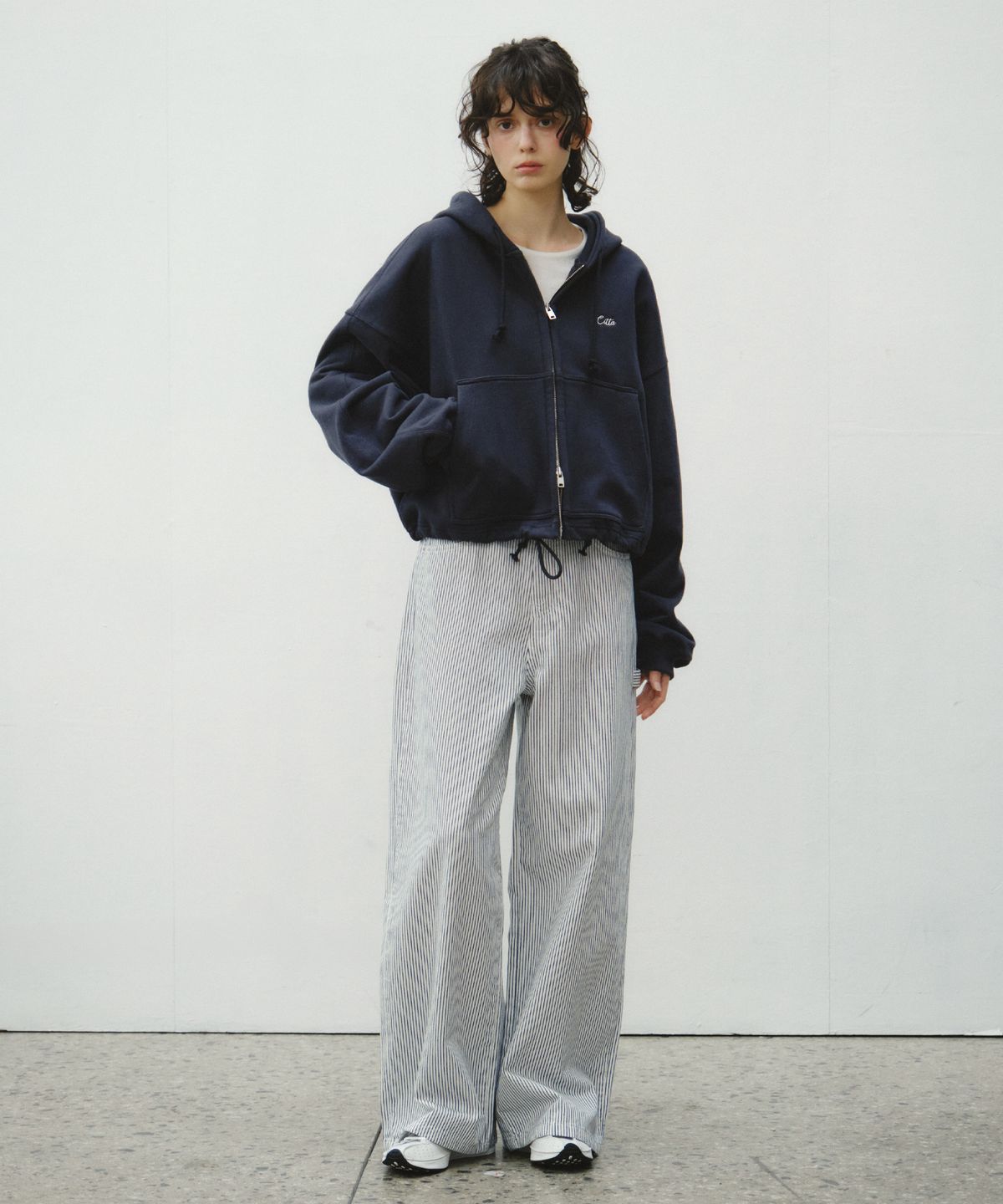 씨타(CITTA) Daily Striped Wide Carpenter Pants_CTB566(White)