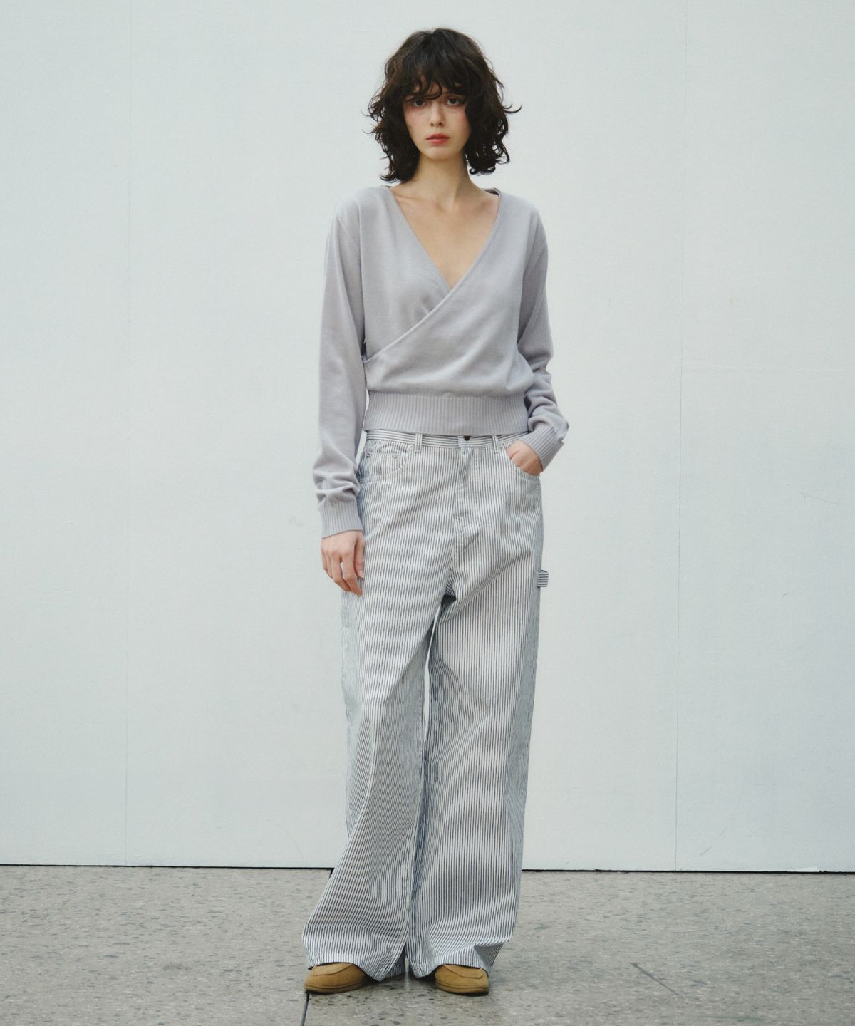 씨타(CITTA) Daily Striped Wide Carpenter Pants_CTB566(White)