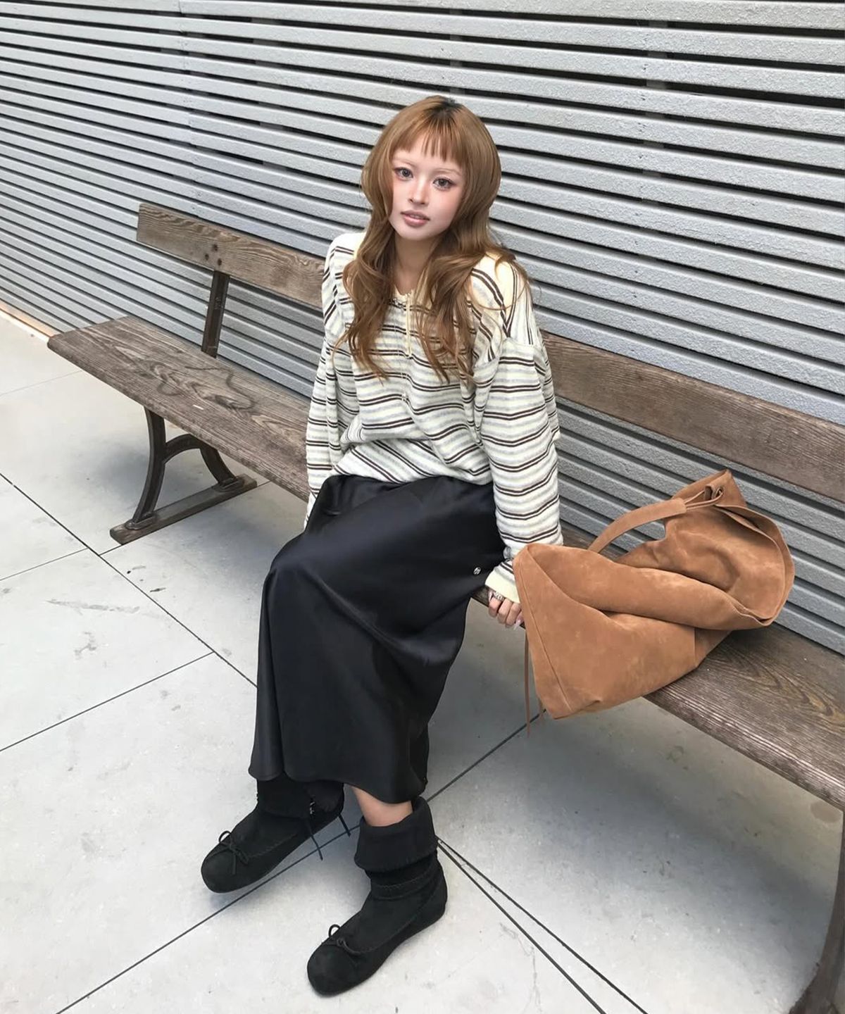씨타(CITTA) Relaxed Satin Maxi Skirt_CTS624(Black)
