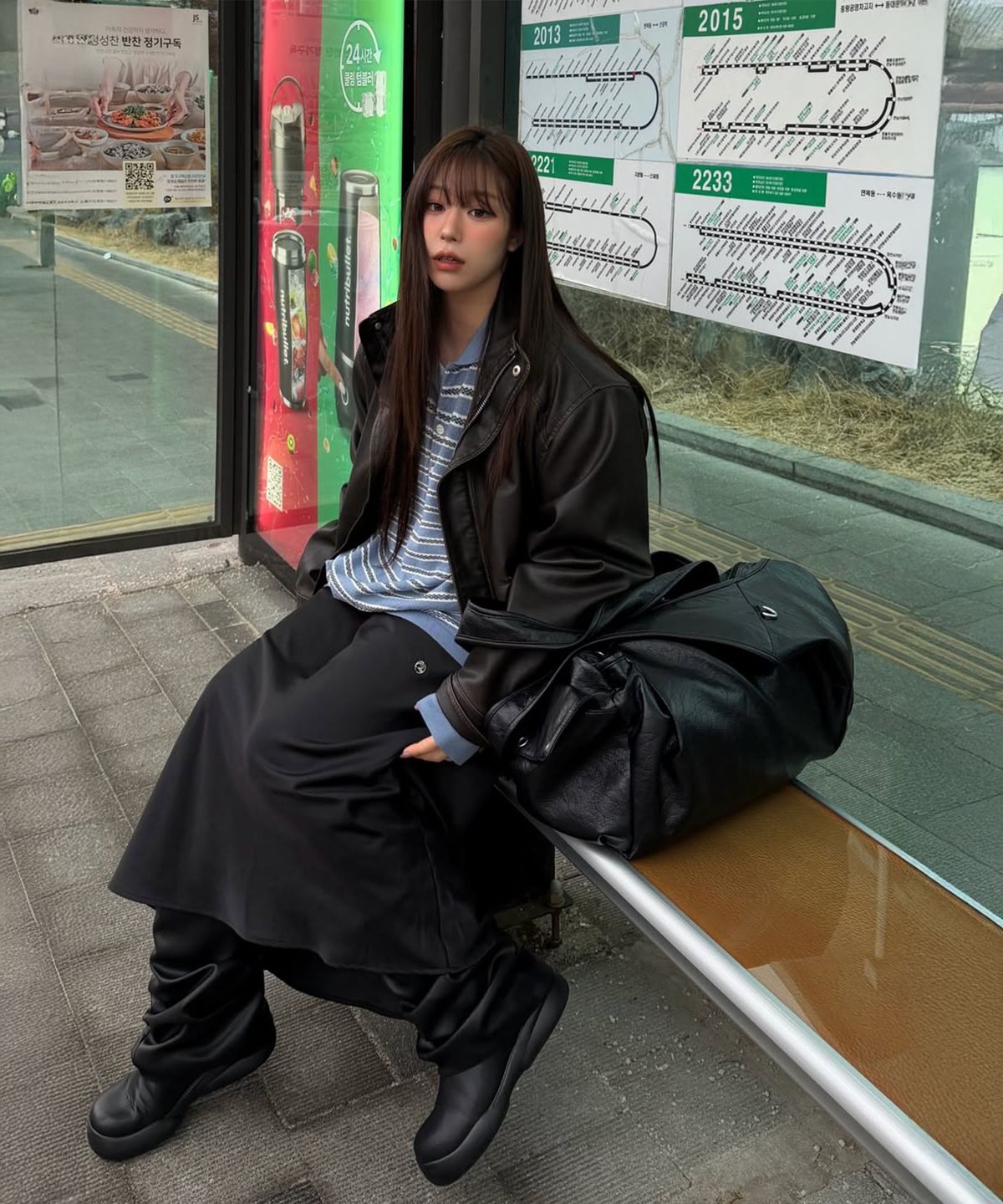 씨타(CITTA) Relaxed Satin Maxi Skirt_CTS624(Black)