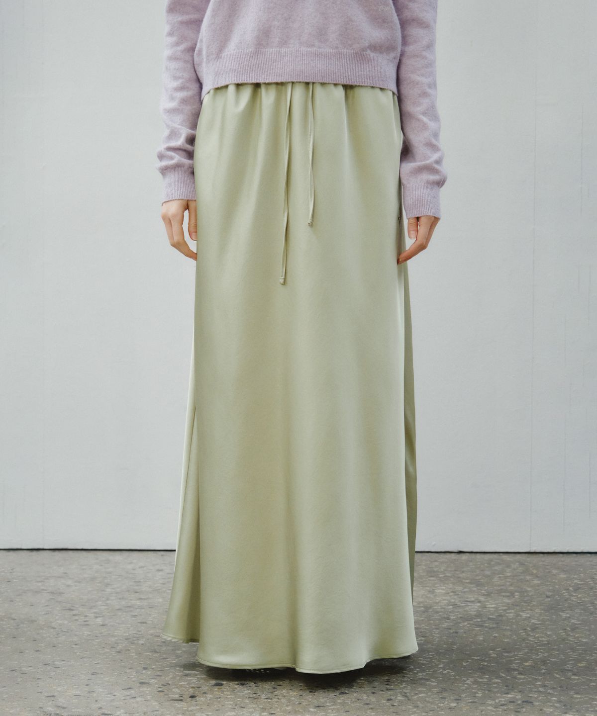 씨타(CITTA) Relaxed Satin Maxi Skirt_CTS624(Green)