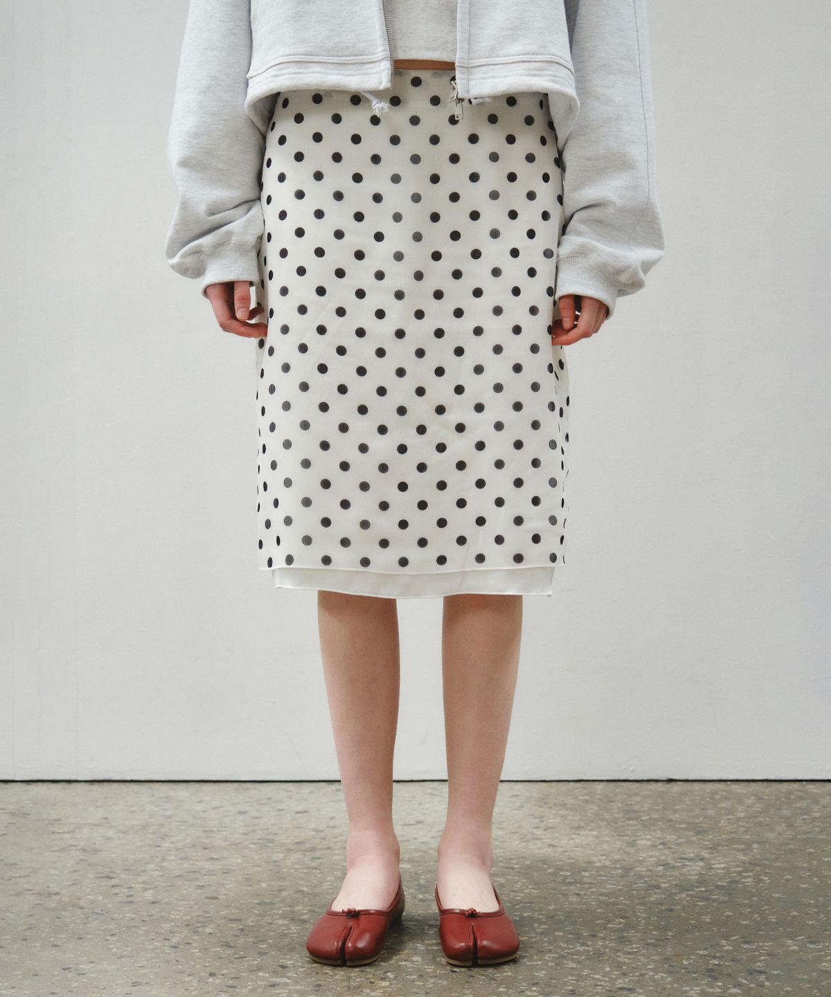 씨타(CITTA) Layered Dot Midi Skirt_CTS626(White)