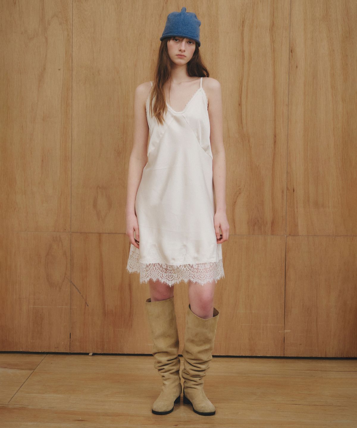 씨타(CITTA) Satin Layered Lace Slip Dress_CTOP714(White)