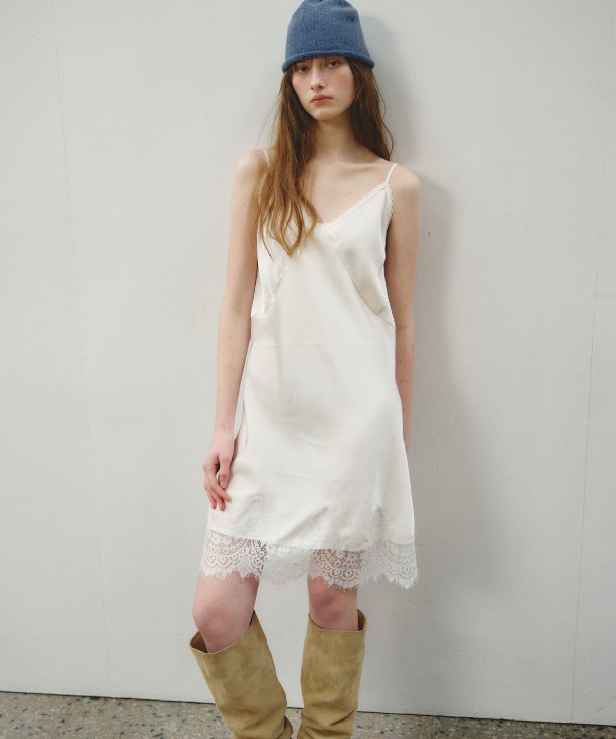 씨타(CITTA) Satin Layered Lace Slip Dress_CTOP714(White)