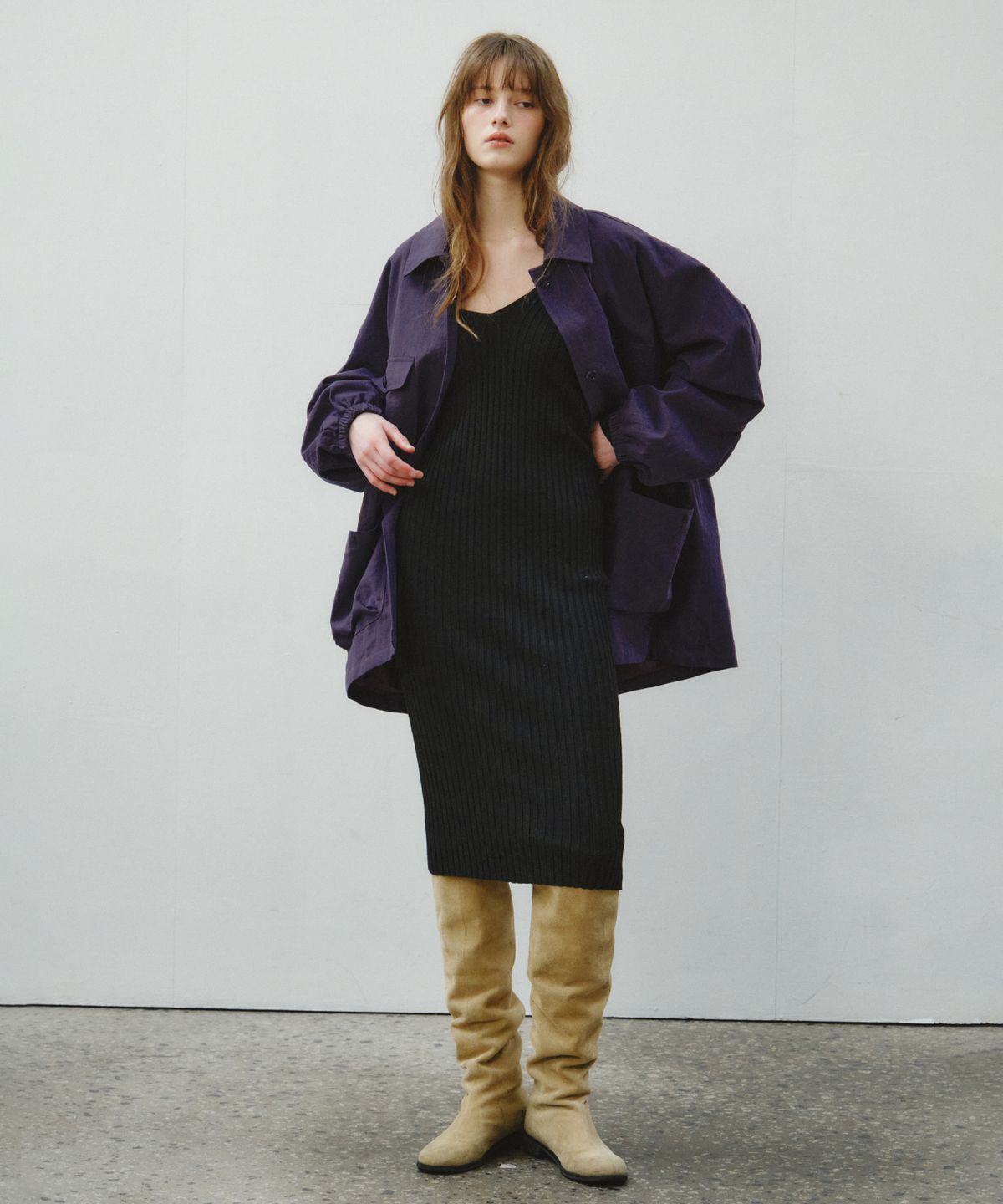 씨타(CITTA) Merry Ribbed Knit dress_CTOP716(Black)