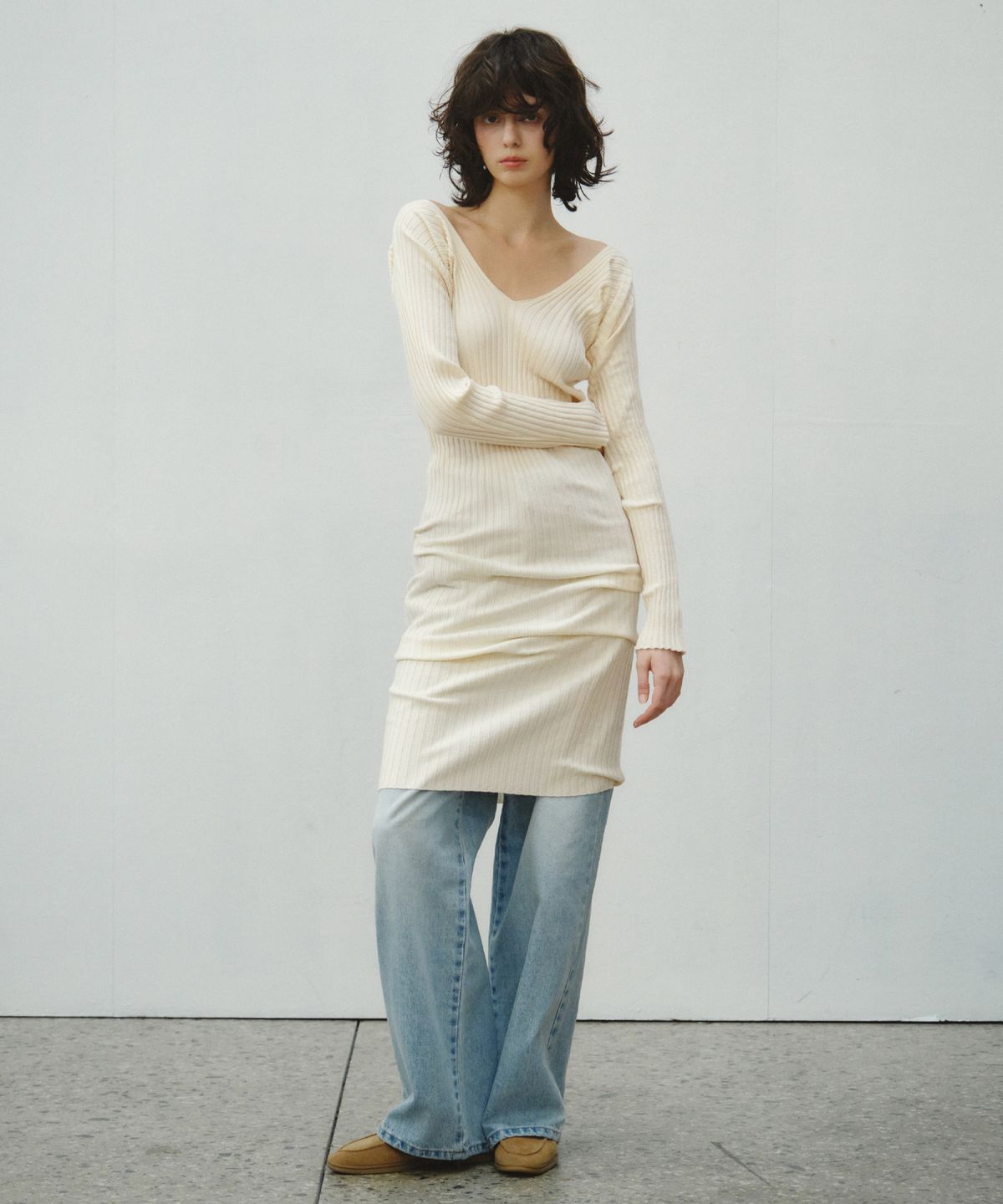 씨타(CITTA) Merry Ribbed Knit dress_CTOP716(Ivory)