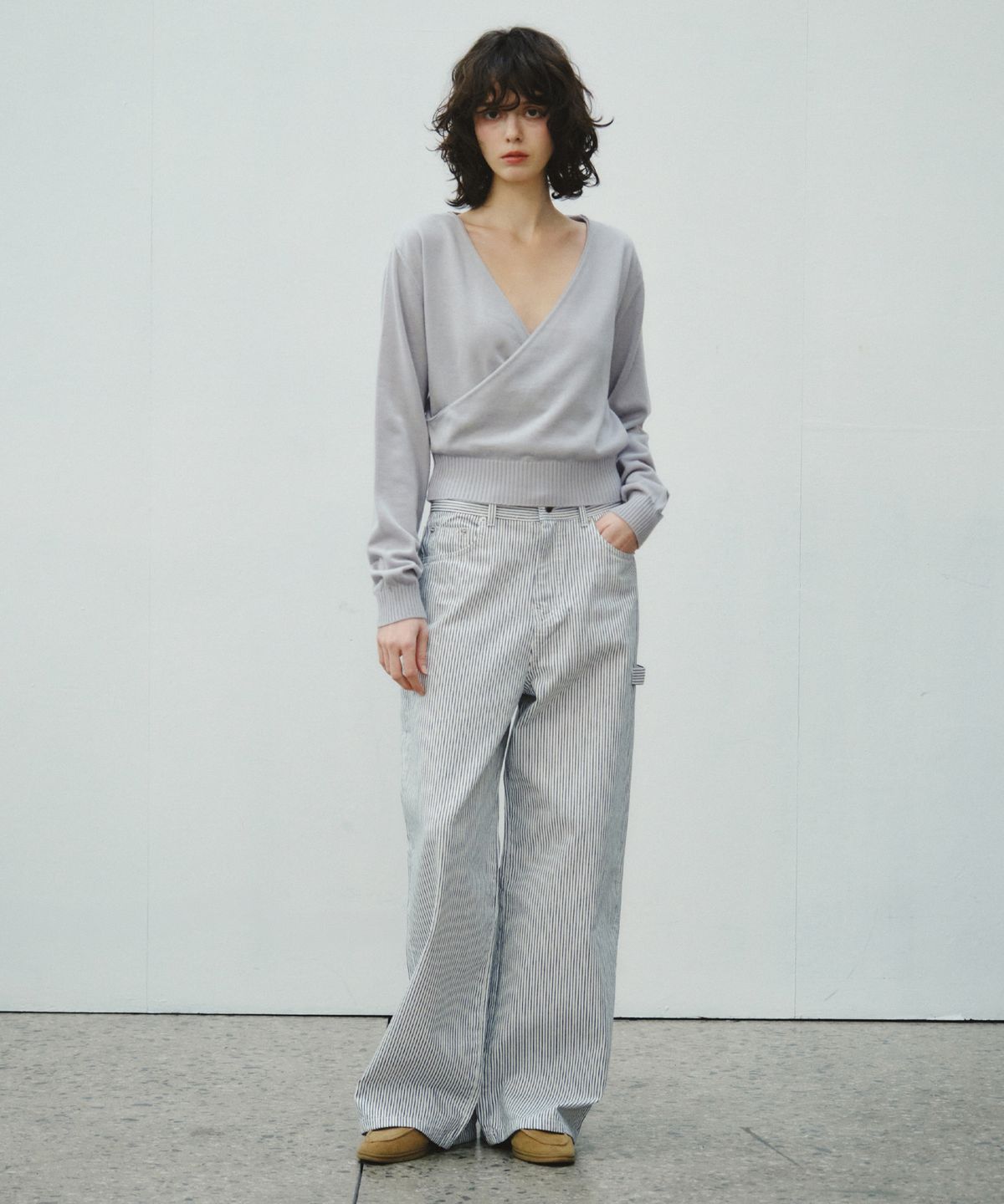 씨타(CITTA) Wool Blended Pullover Wrap Knit_CTK263(Ice Grey)