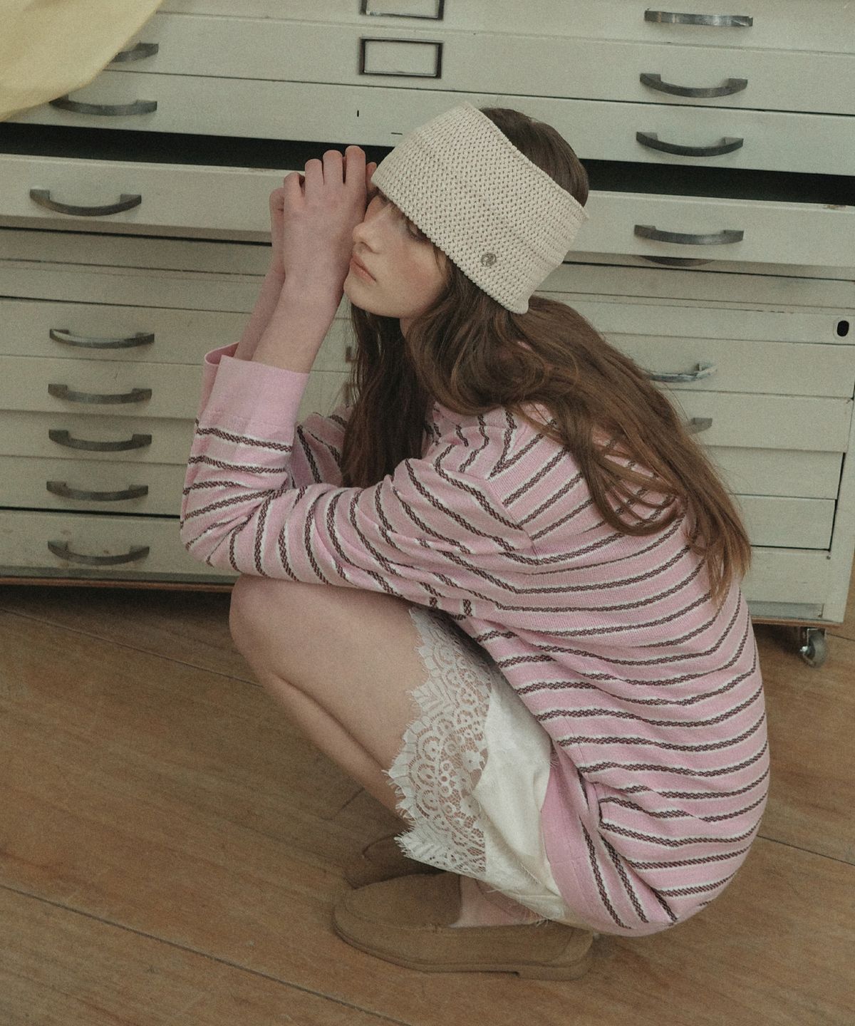 씨타(CITTA) Soft Loop Stripe Collar Knit_CTK265(Pink)