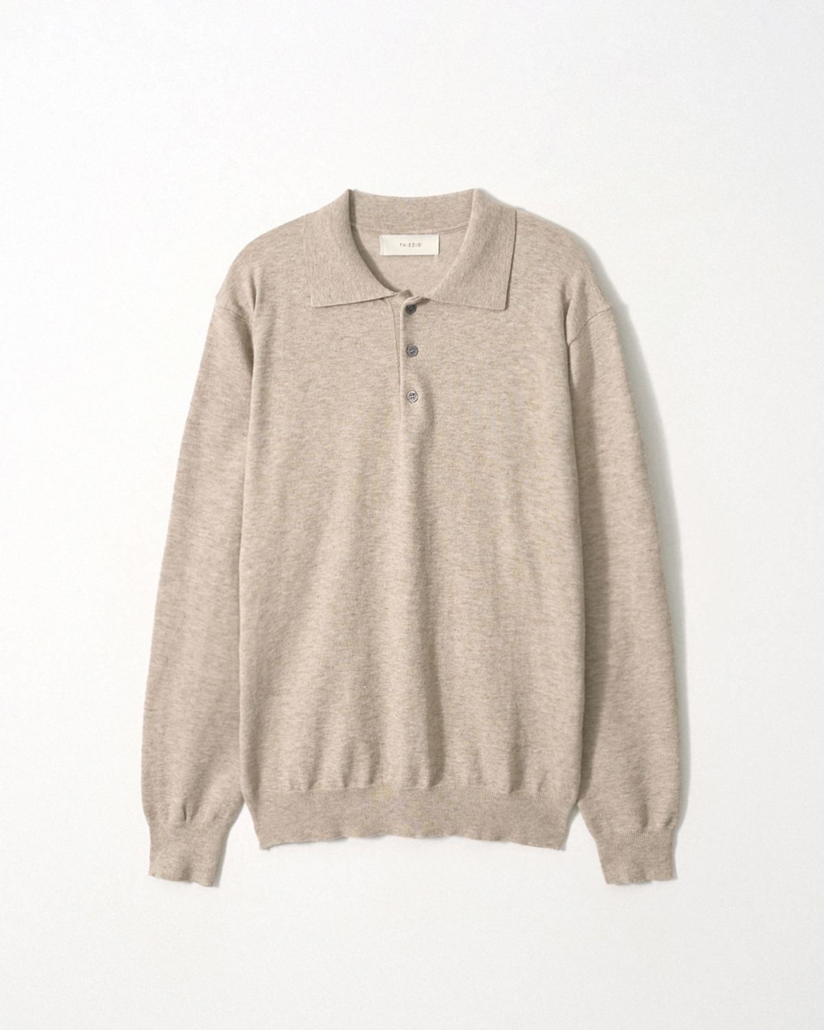 이지오(EZIO) Essential Button collar Knit_Sand Beige