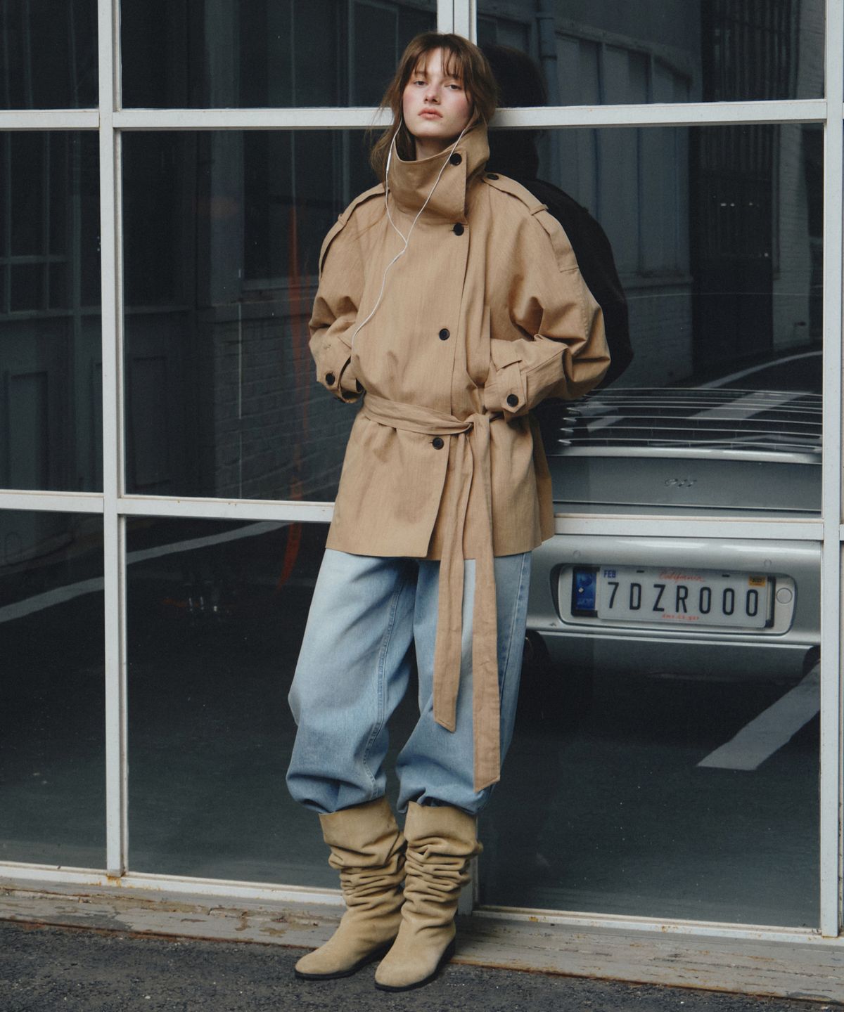 씨타(CITTA) Linen Blend High-neck Half Trench Coat_CTO152(Beige)