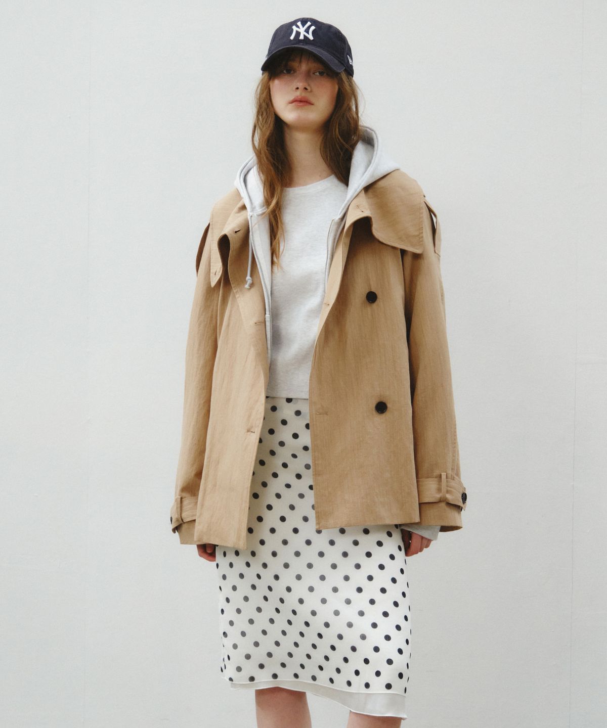 씨타(CITTA) Linen Blend High-neck Half Trench Coat_CTO152(Beige)