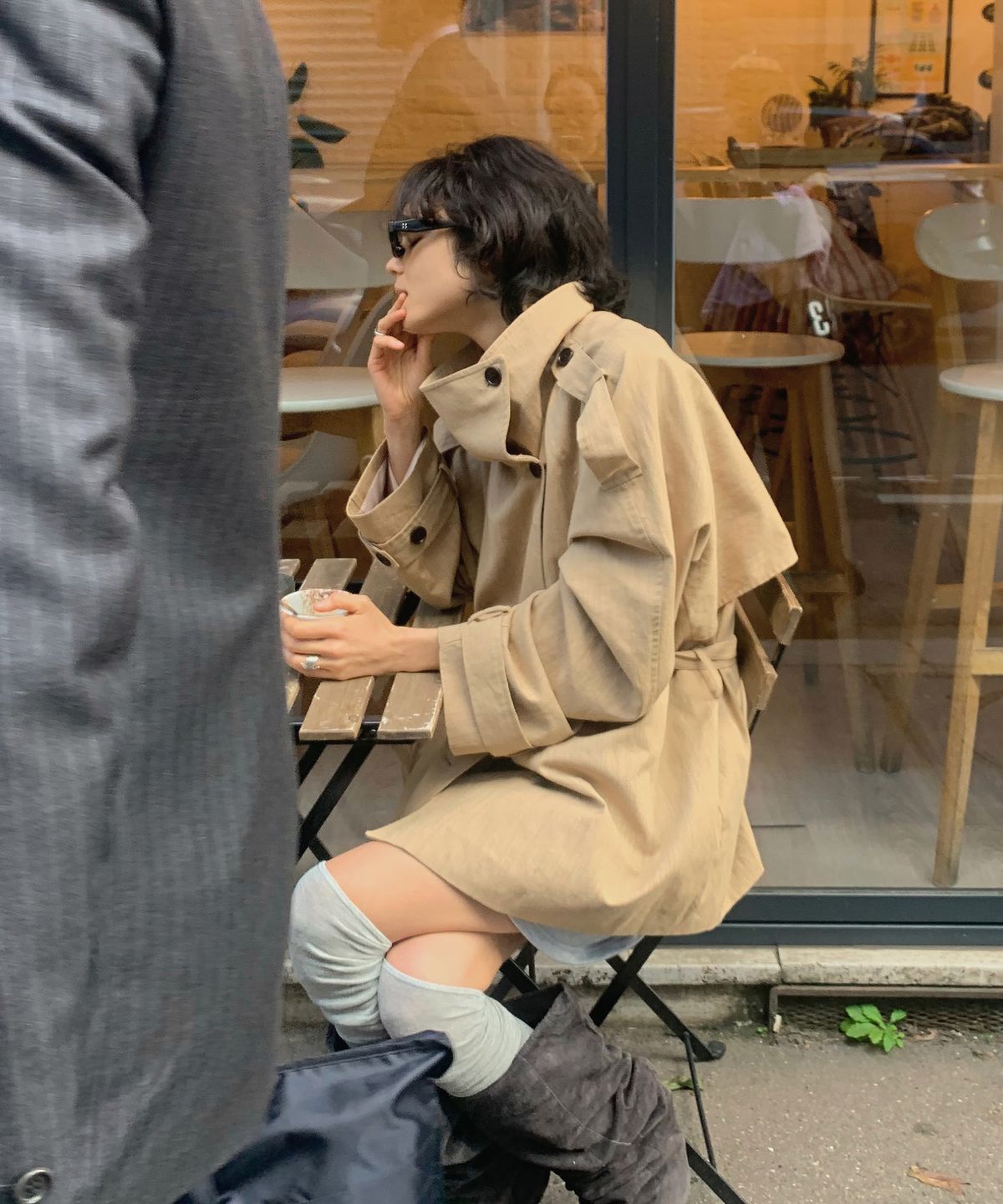 씨타(CITTA) Linen Blend High-neck Half Trench Coat_CTO152(Beige)