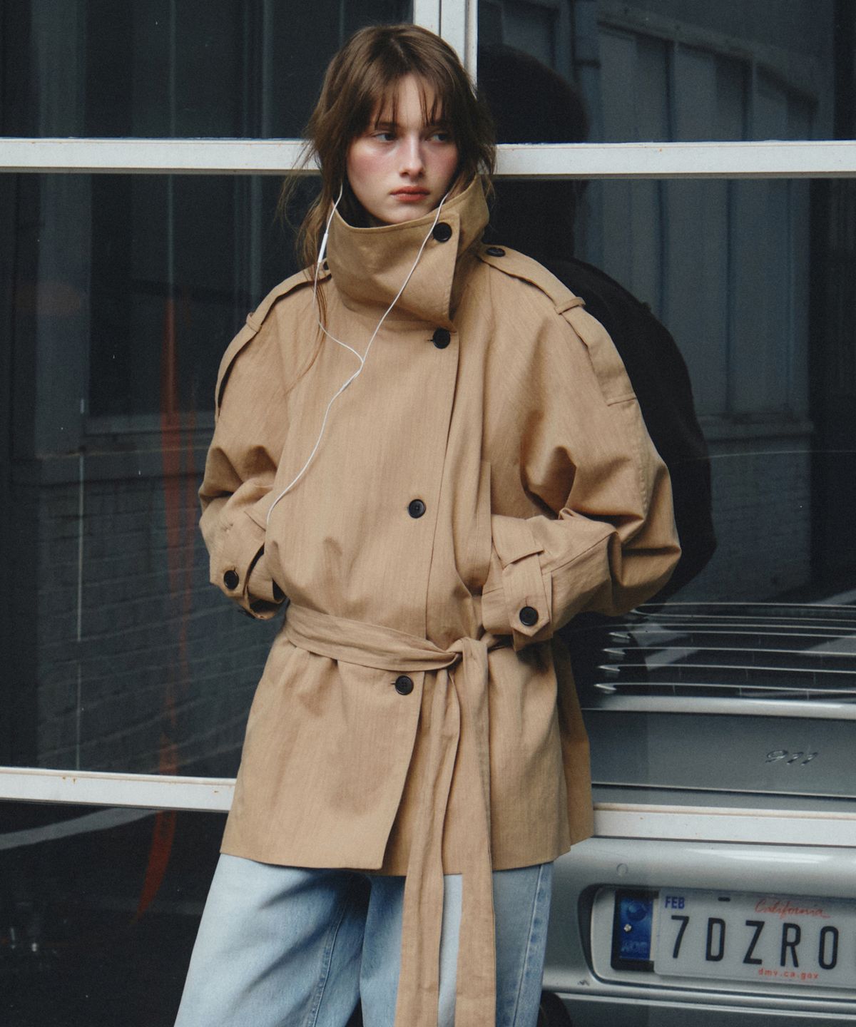 씨타(CITTA) Linen Blend High-neck Half Trench Coat_CTO152(Beige)