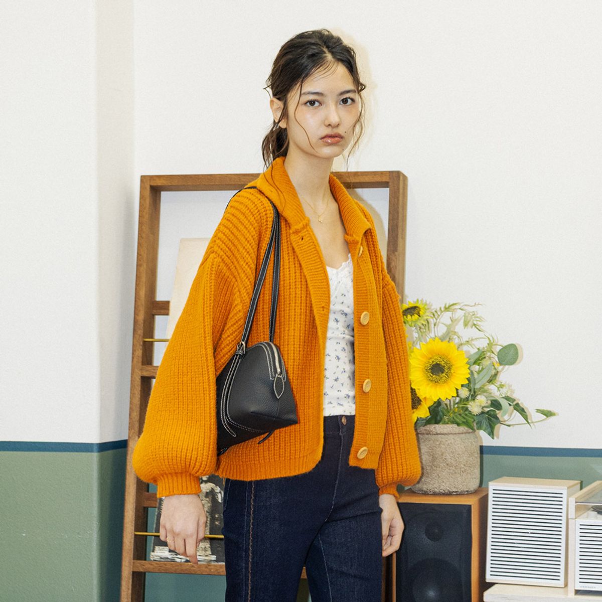 던드롭(DUNDROP) DD_Stitch round bag_BLACK